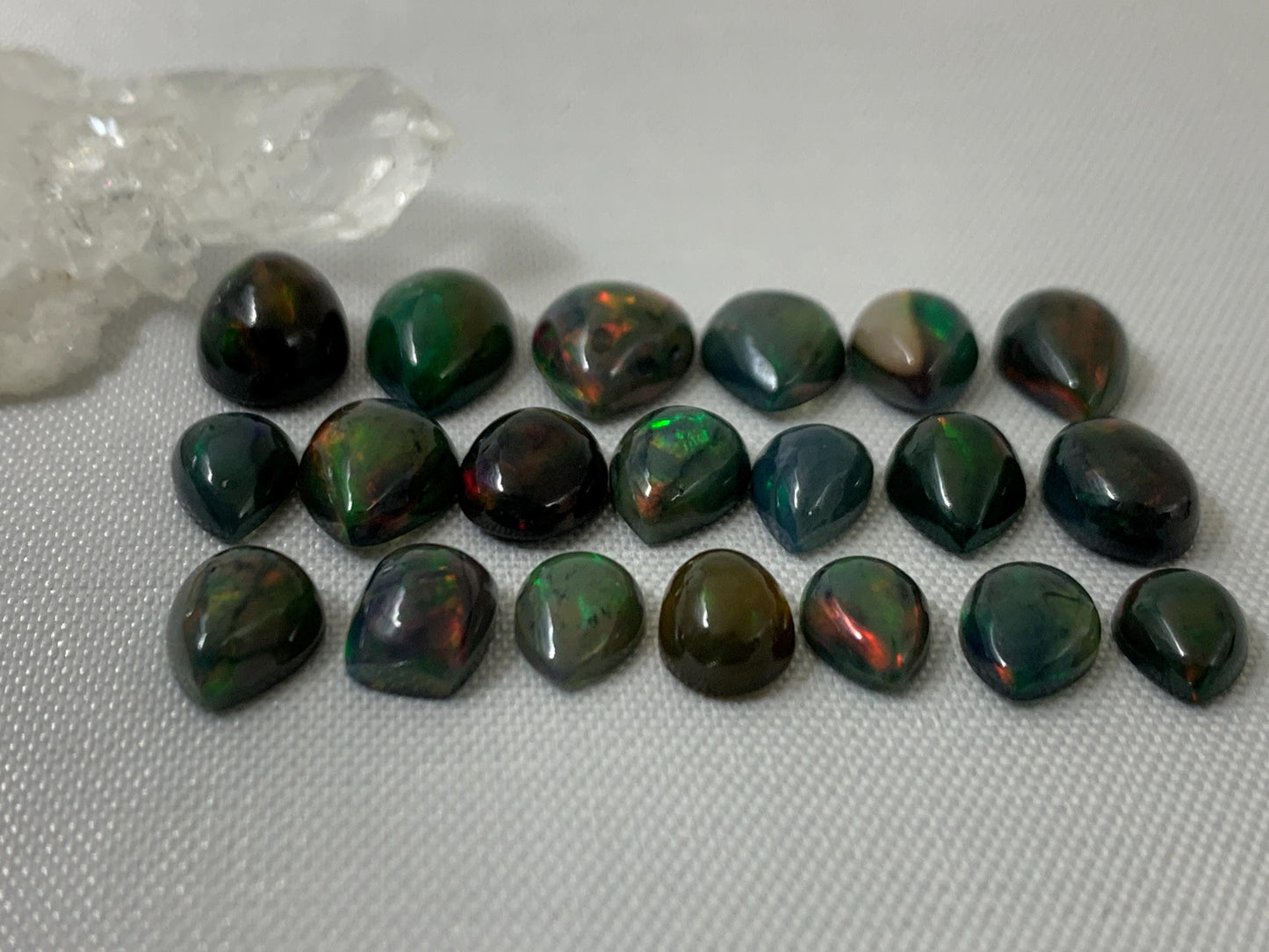 Black Ethiopian Opal 8-10mm long cabochon