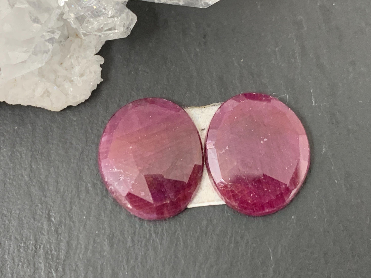 Faceted Ruby pair 12x15x3mm cabochon