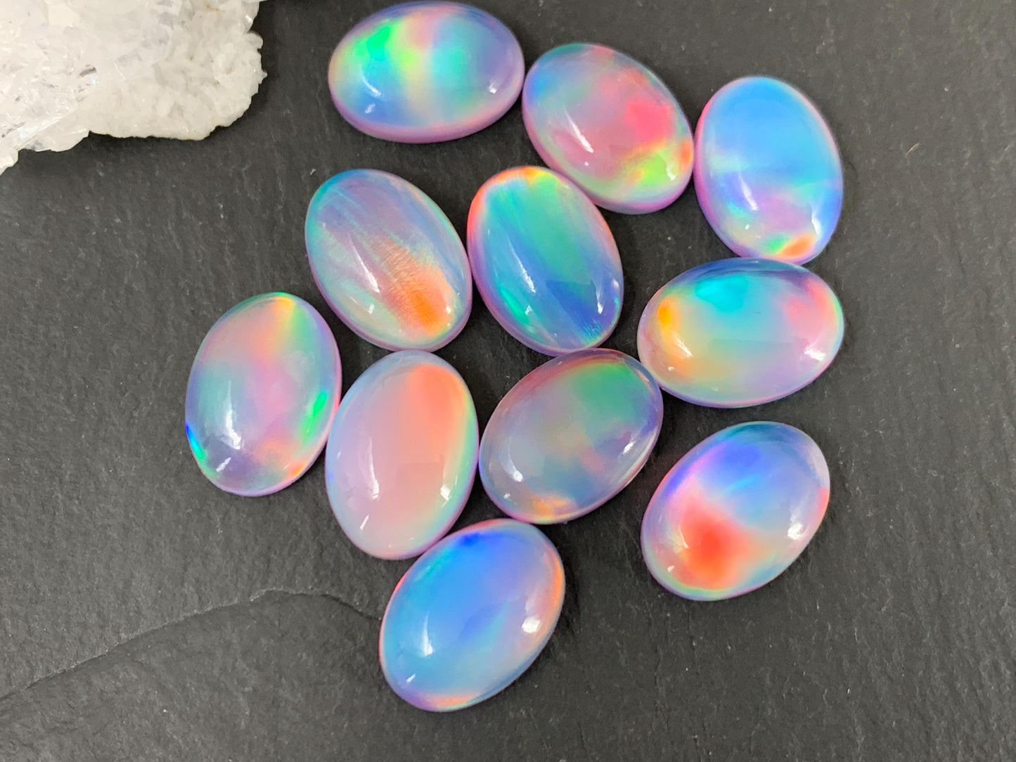 Aurora Opal oval 10x14mm cabochons - Doublet cabochons