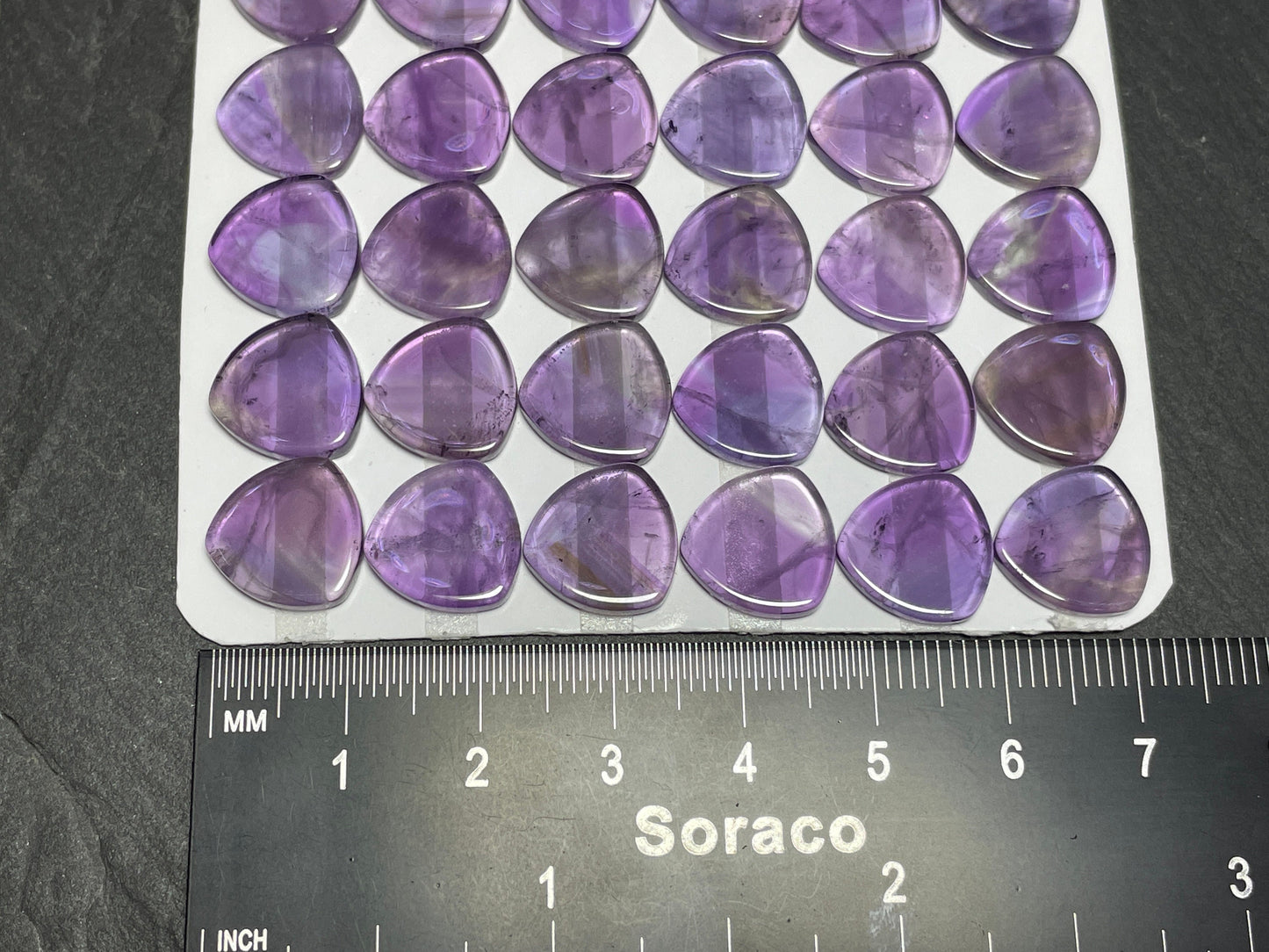 Flat Amethyst trillion 8mm, 10mm, 12mm cabochon - Calibrated cabochons