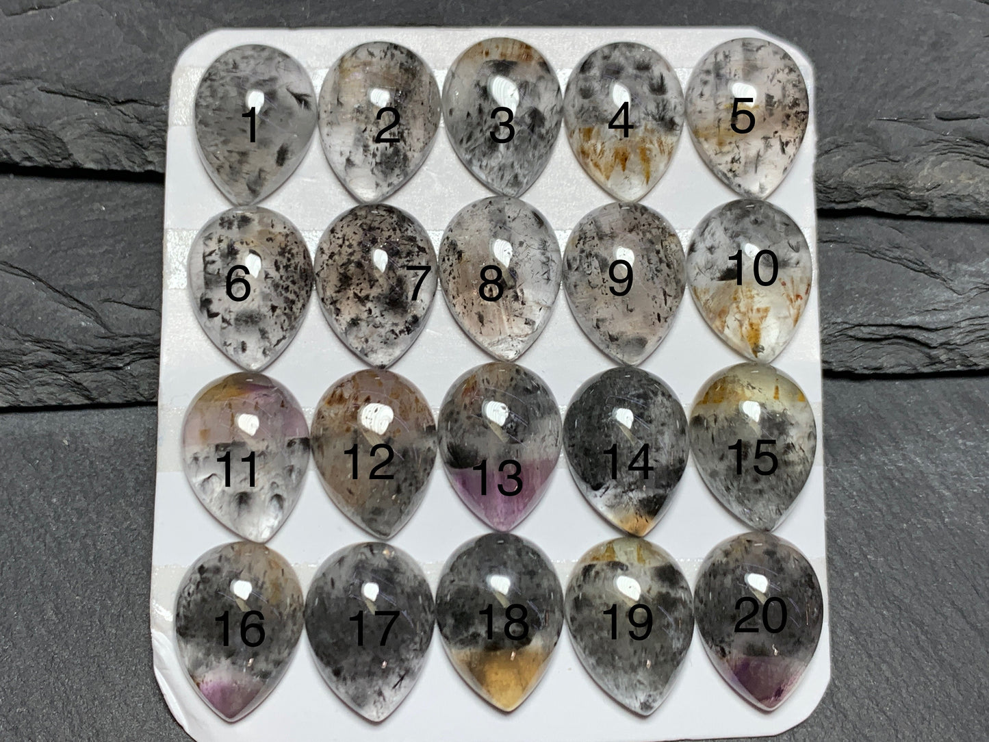 Super 7 pear 12x16mm cabochon - Calibrated cabochons