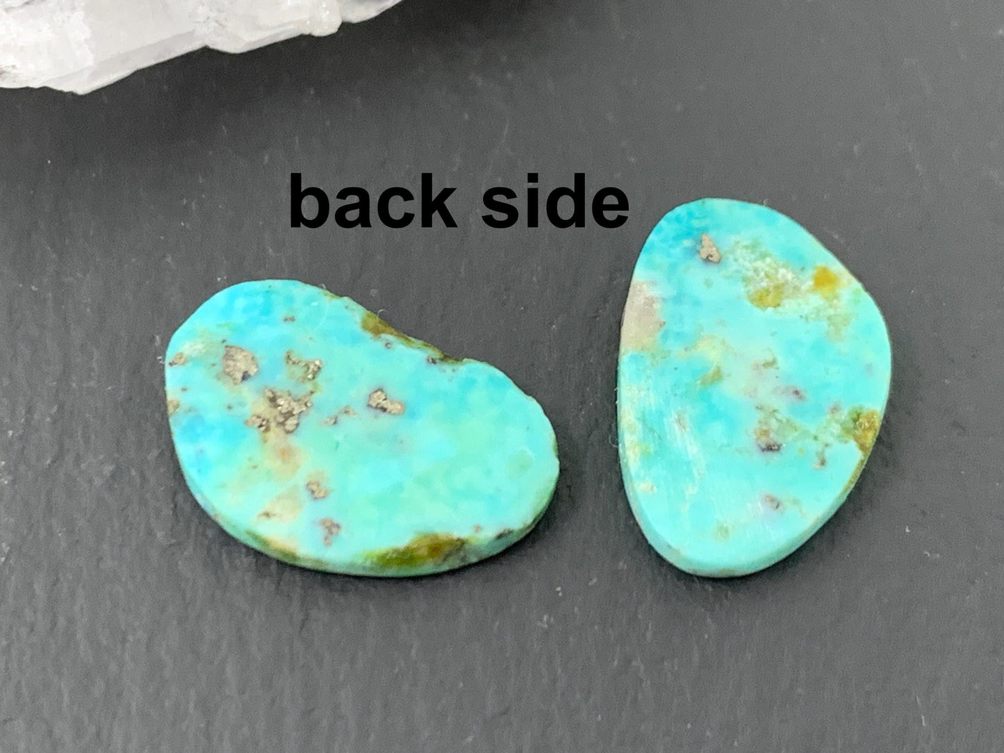 Tibetan Turquoise Pair 11x16mm Cabochon - Hand Cut Cabochon