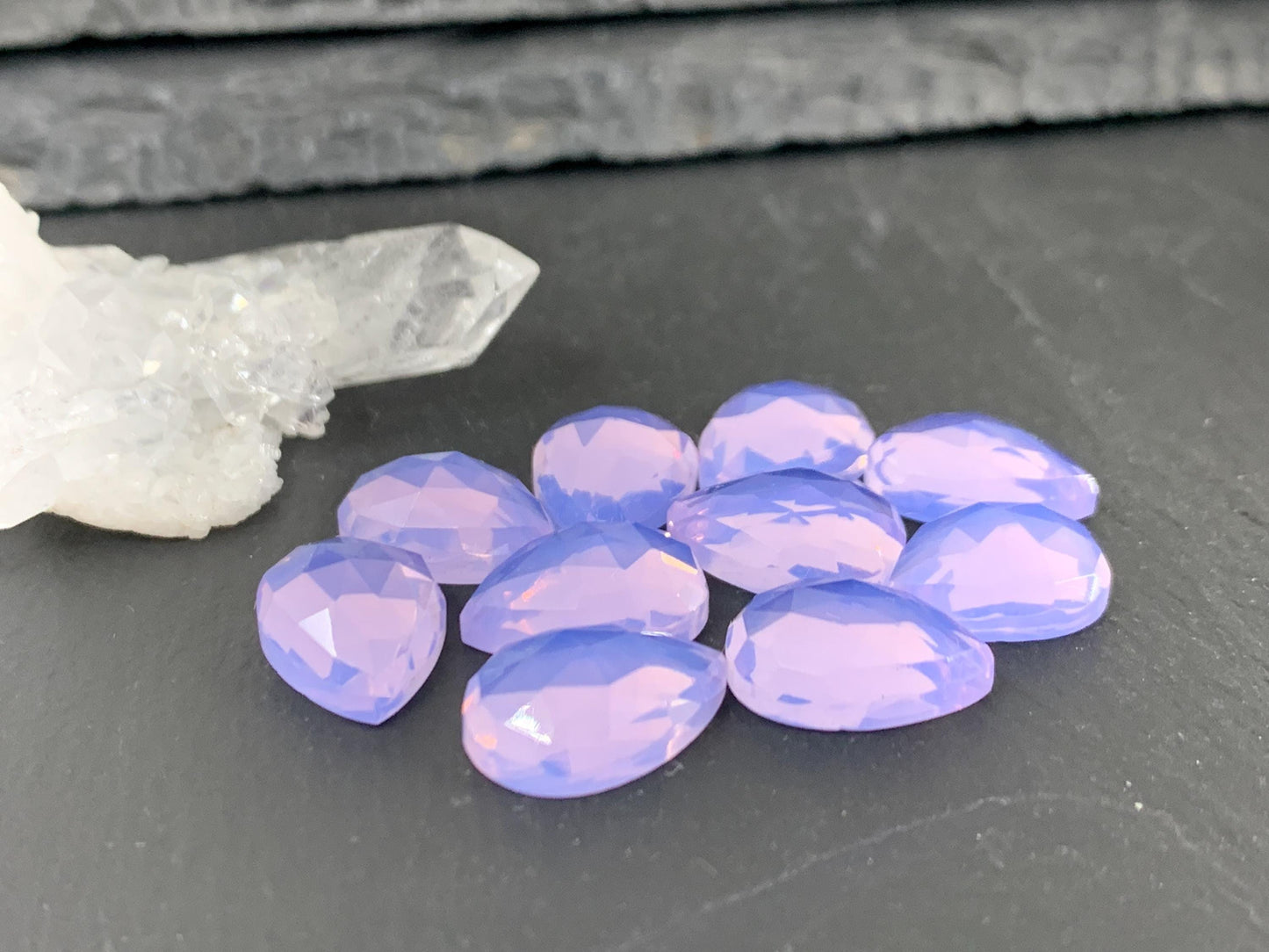 Lavender Chalcedony pear 10x14mm cabochon