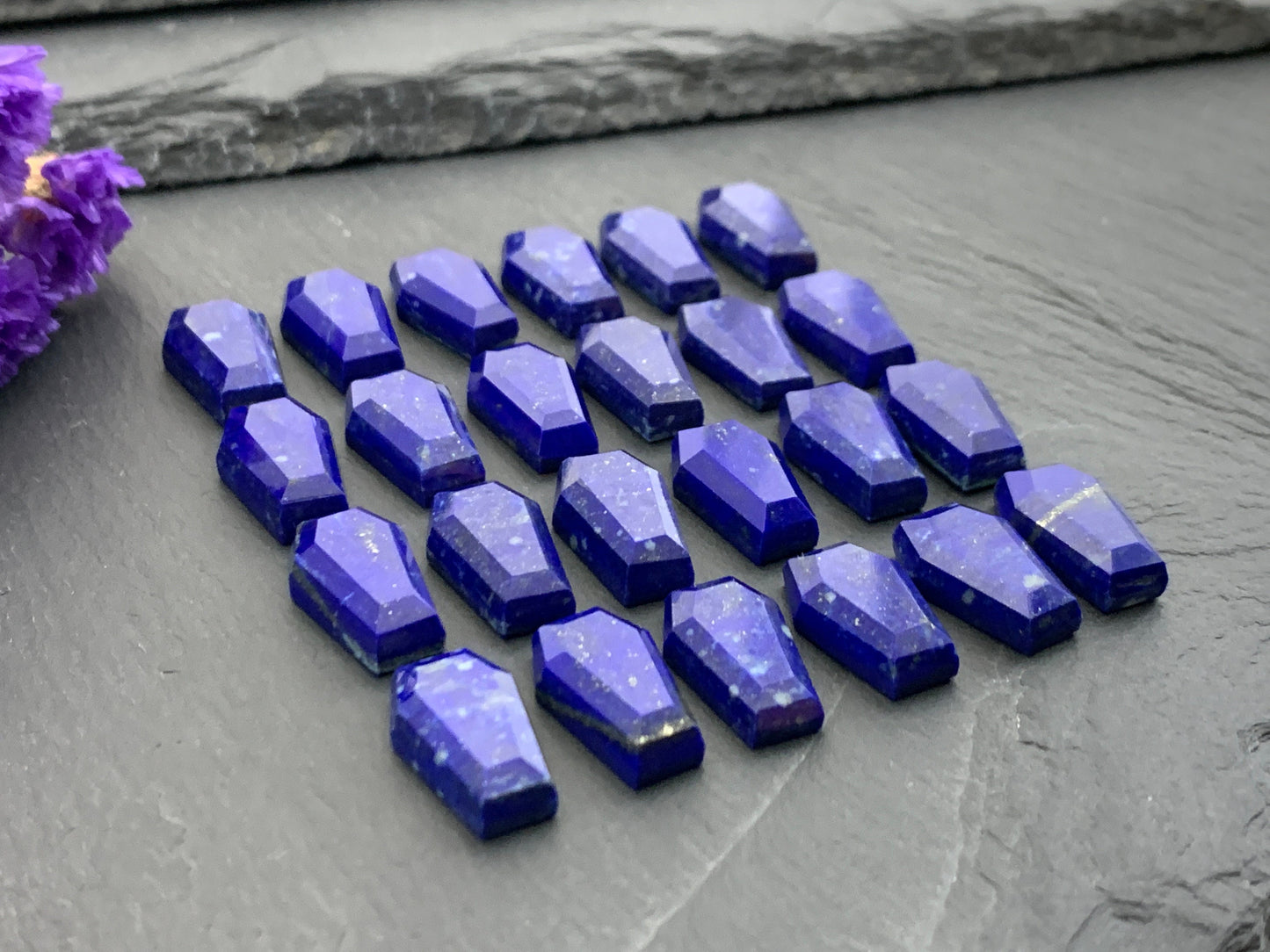 Faceted Lapis Lazuli coffin 10x16mm cabochon