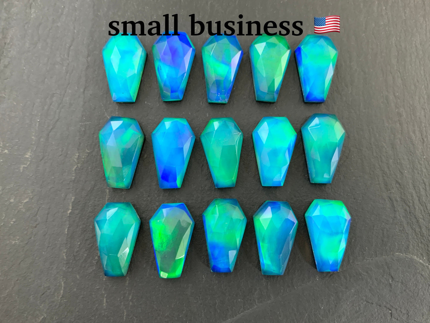 Faceted Aurora Opal coffin 10x16mm cabochon - Doublet cabochons