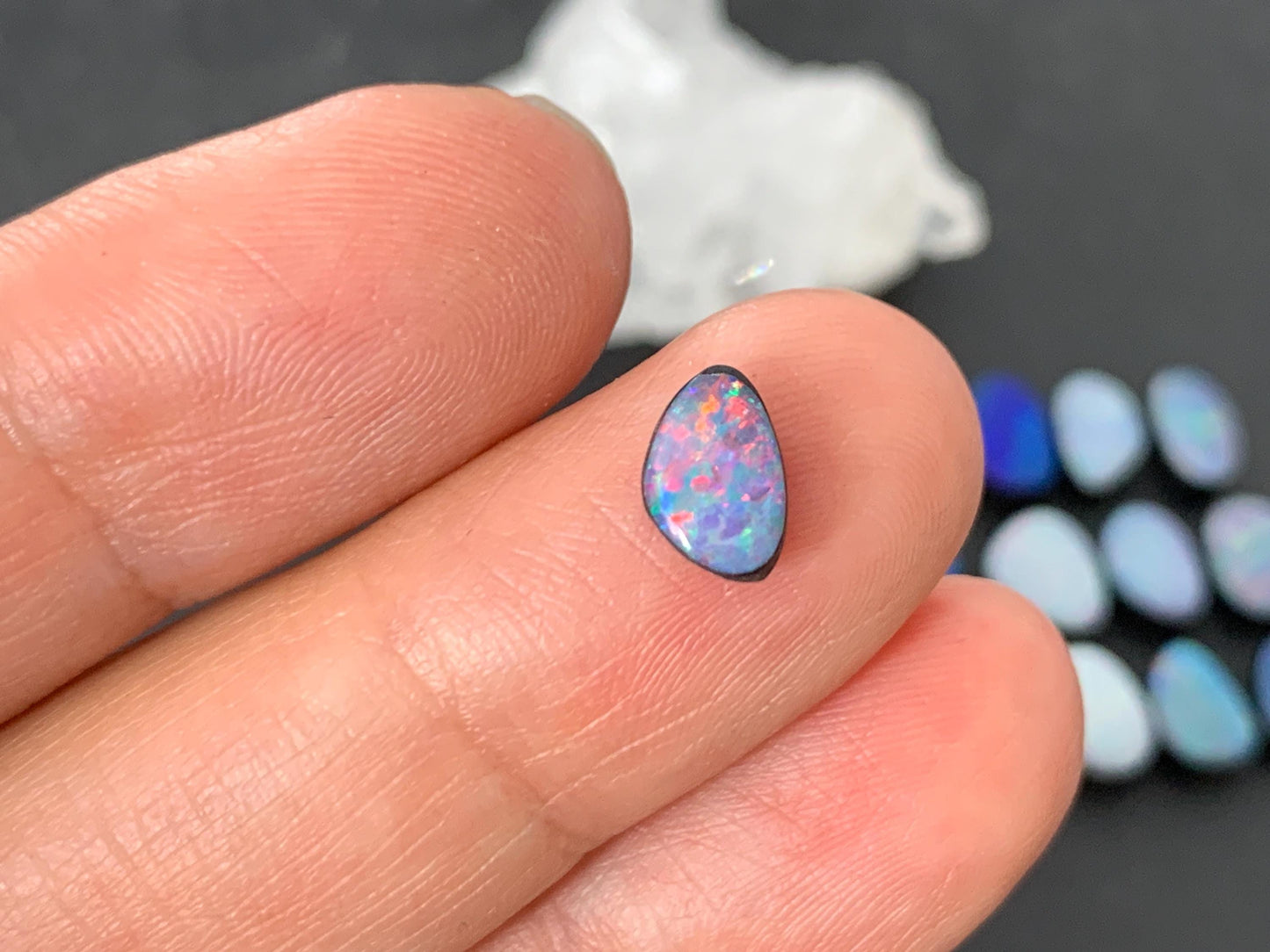 Australian Opal doublet 8-10mm long cabochon