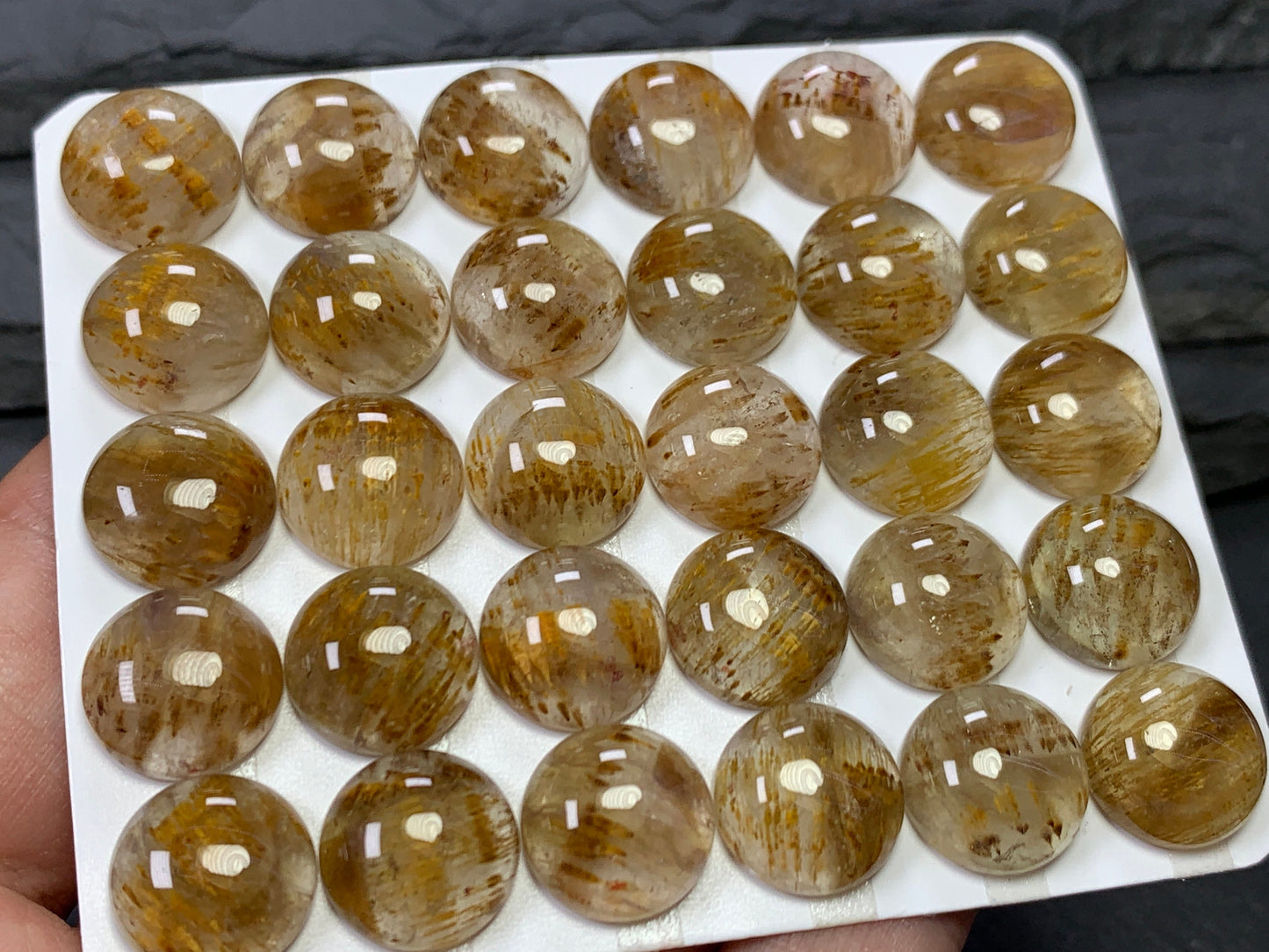 Amethyst Cacoxenite round 12mm Cabochon - Calibrated cabochons