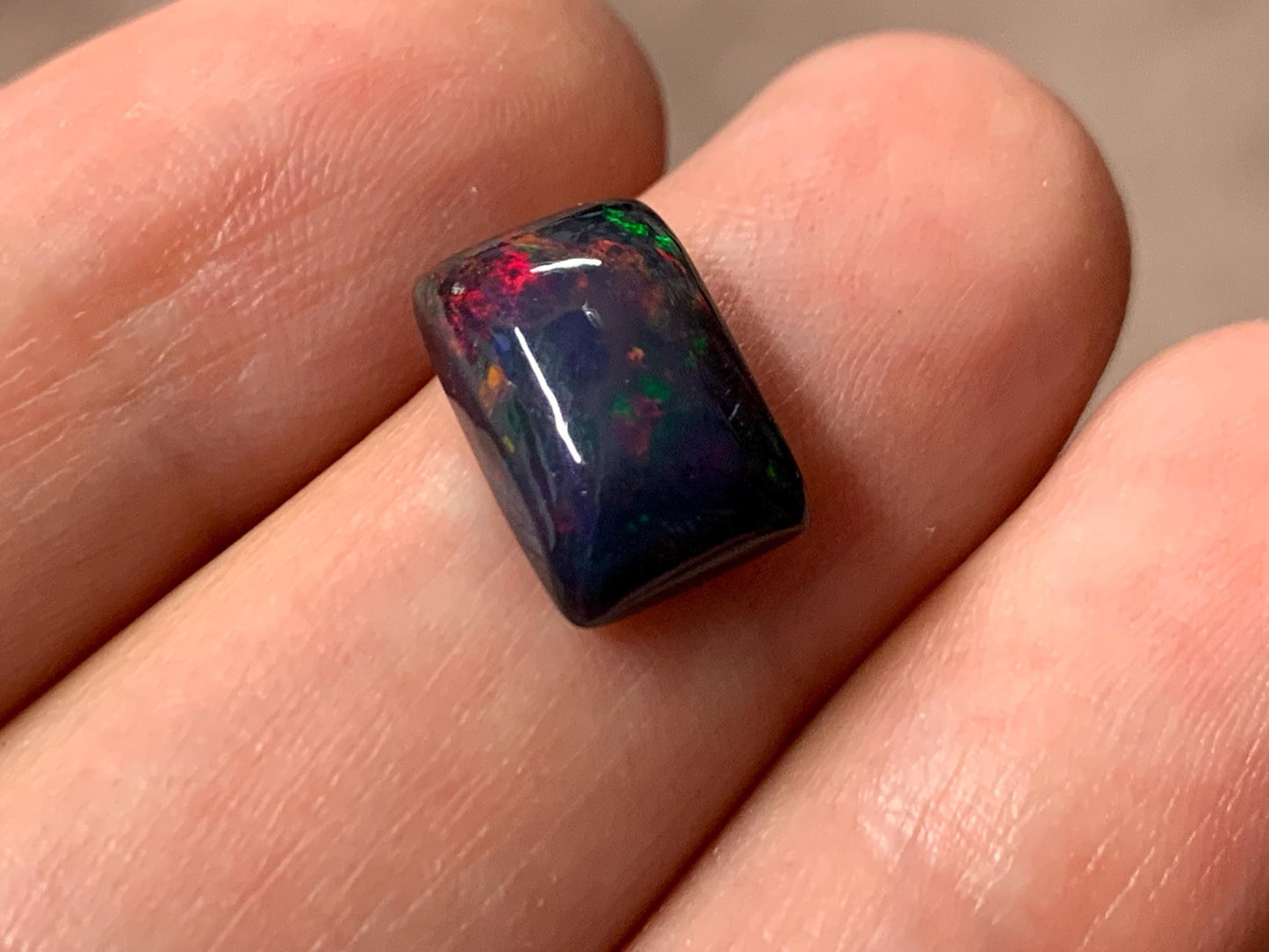 Black Ethiopian Opal rectangle 9x12x4mm cabochon