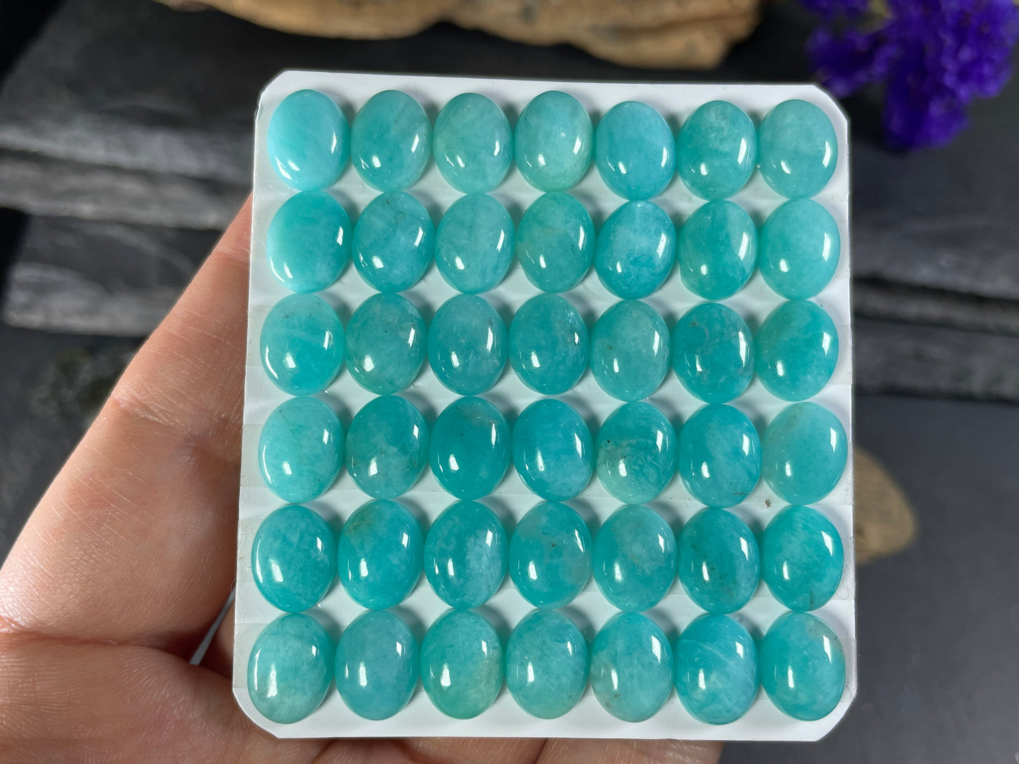 Amazonite oval 8x10mm cabochon - Calibrated cabochons