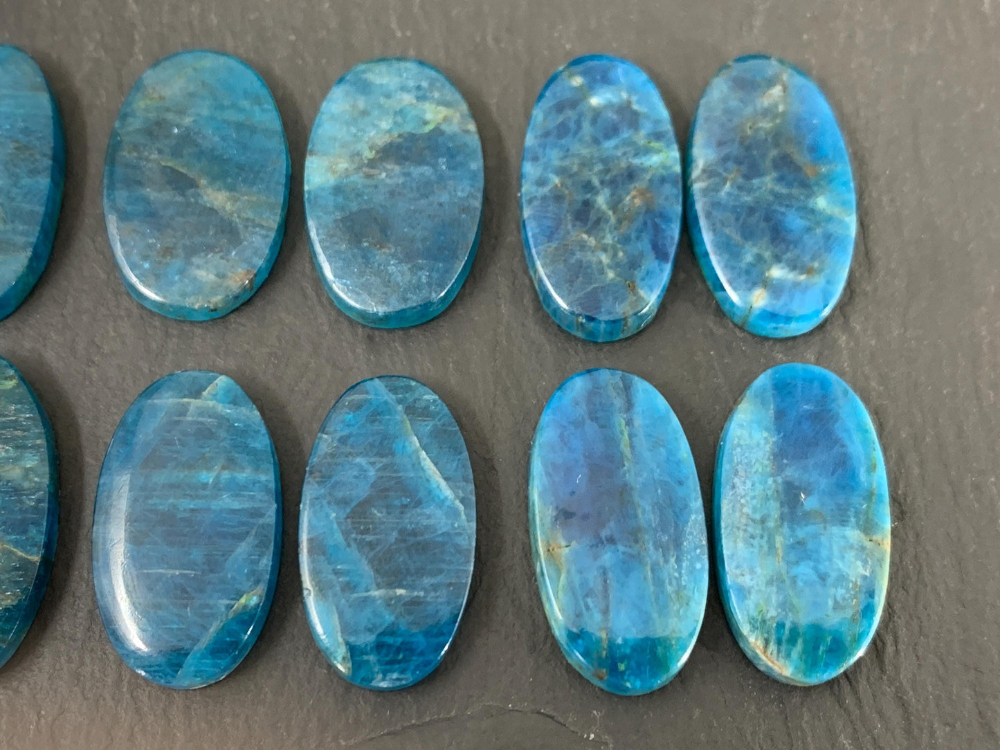 Apatite oval 20-22mm long cabochon - Buy by pair