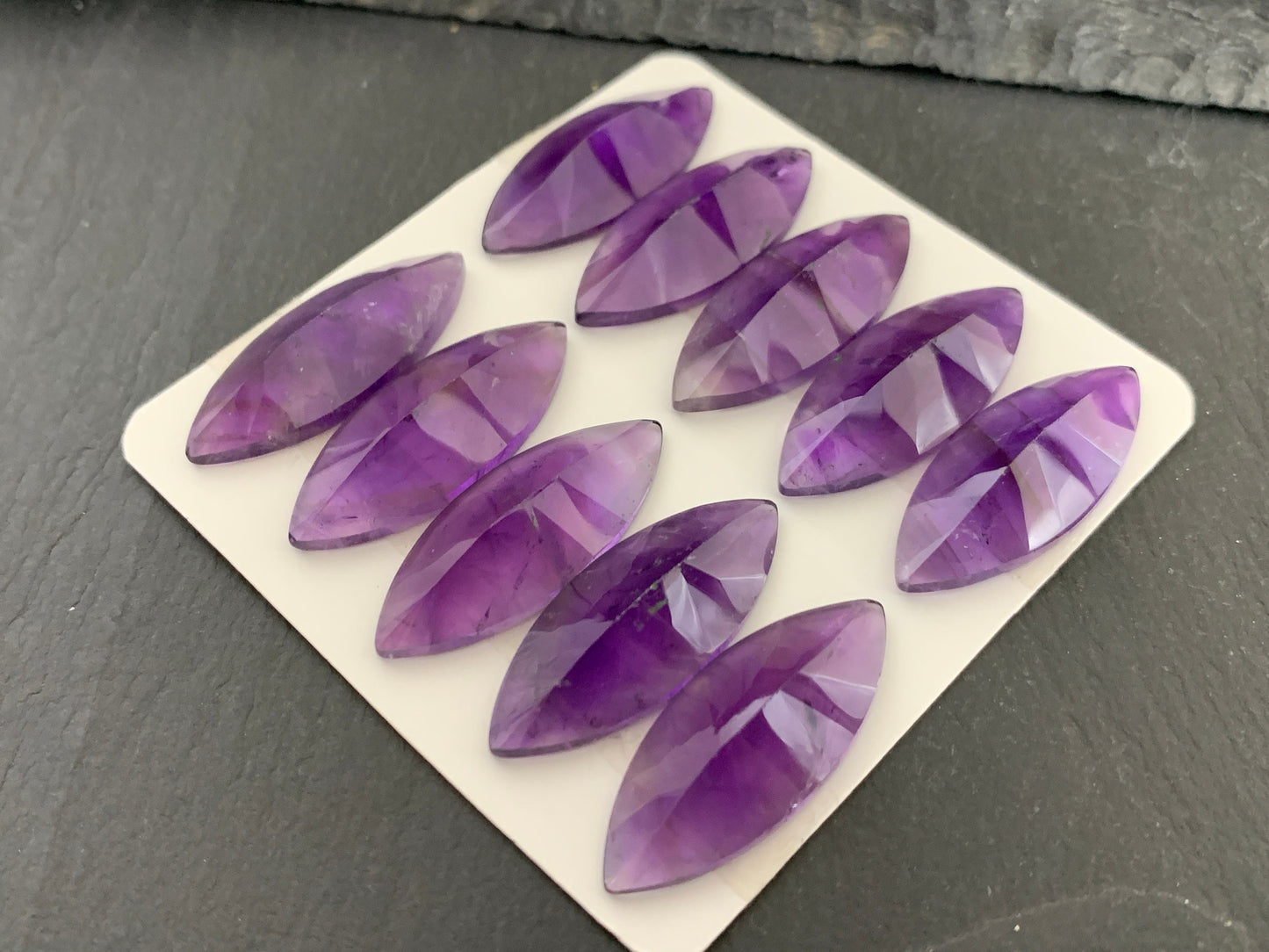 Faceted Amethyst marquise 12x30mm cabochon - Calibrated Cabochons