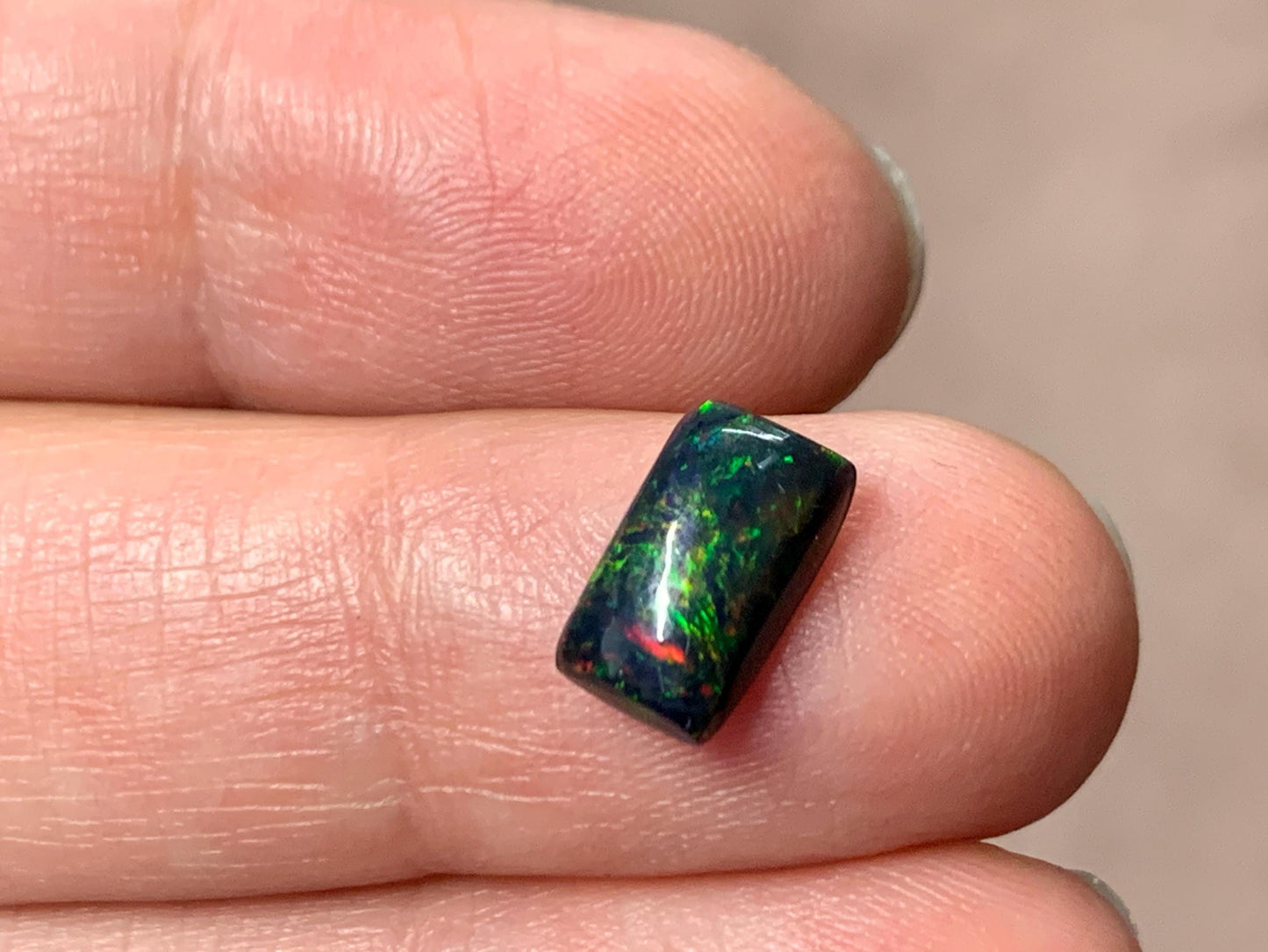 Black Ethiopian Opal rectangle 6x10x3mm cabochon