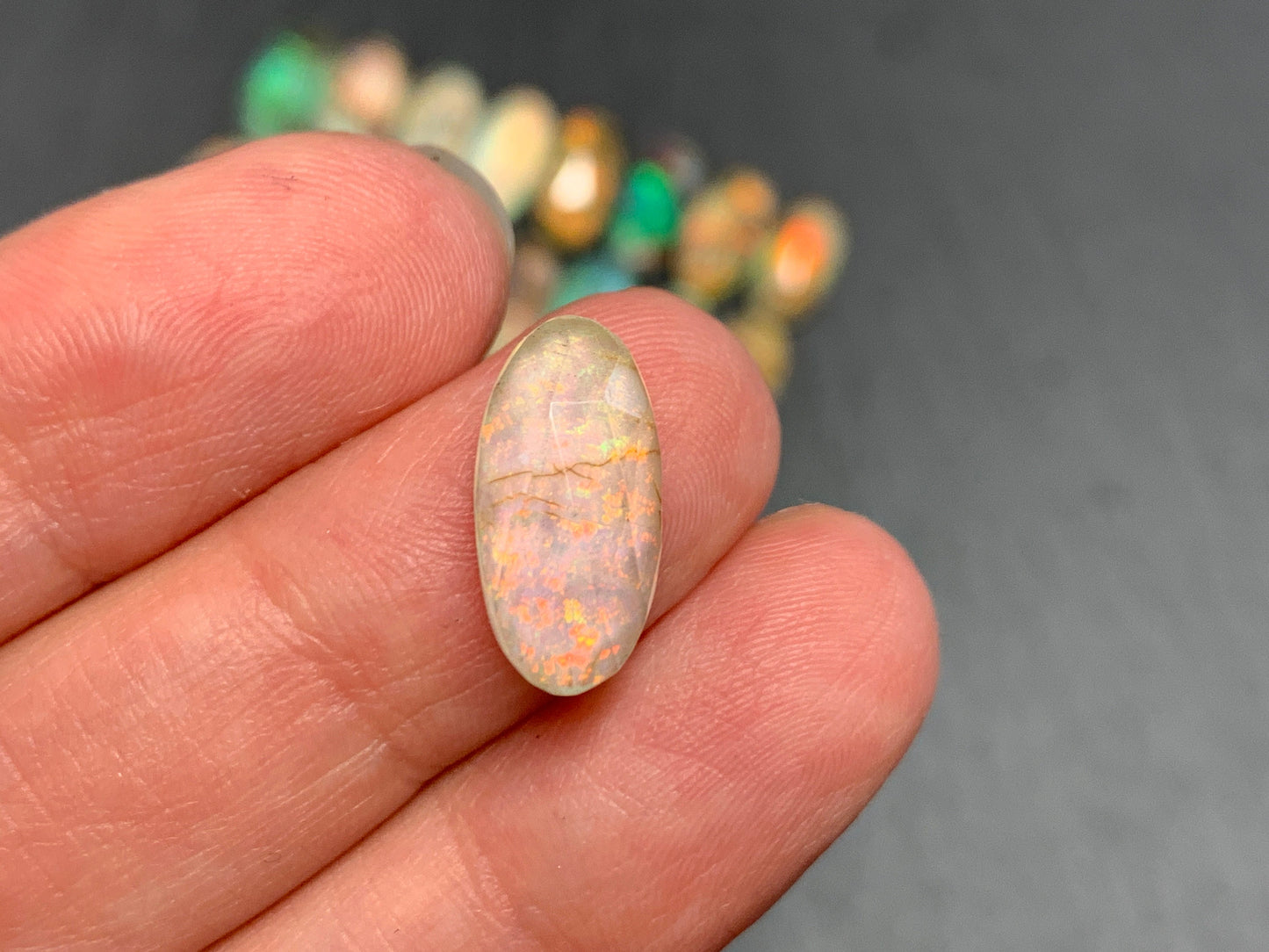 Faceted Monarch Opal oval 7x15mm cabochons - Doublet cabochons