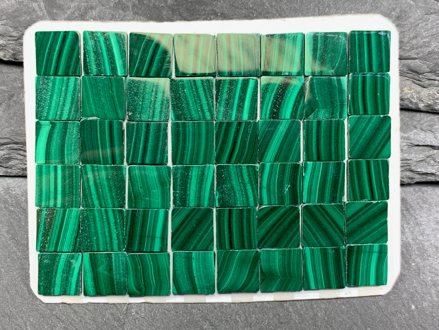 Flat Malachite square 8mm cabochon - Calibrated cabochons