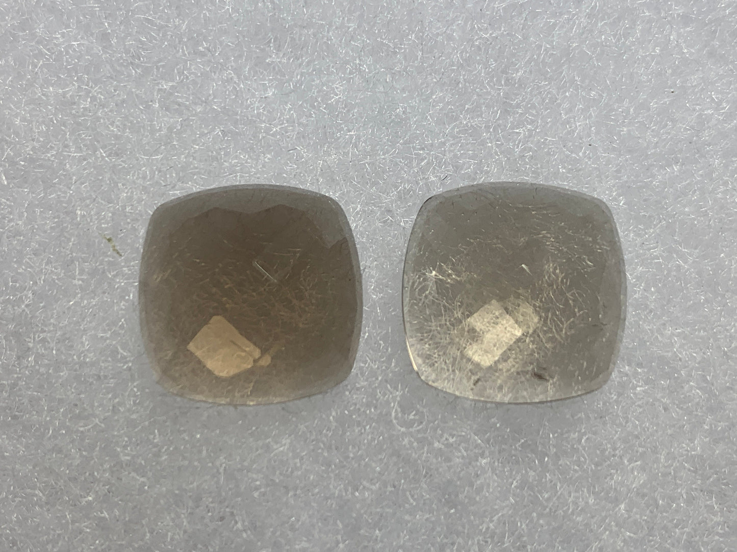 Faceted Smokey Quartz square cushion 14x14mm cabochon - Calibrated cabochons