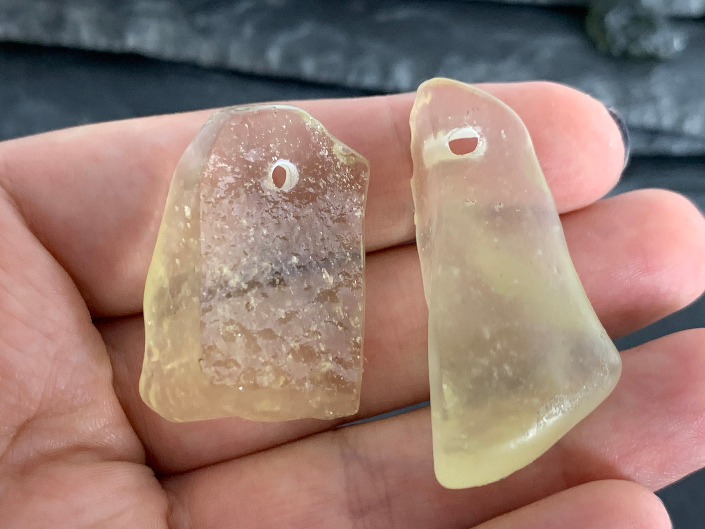 Drilled Libyan Desert Glass 32-40mm long
