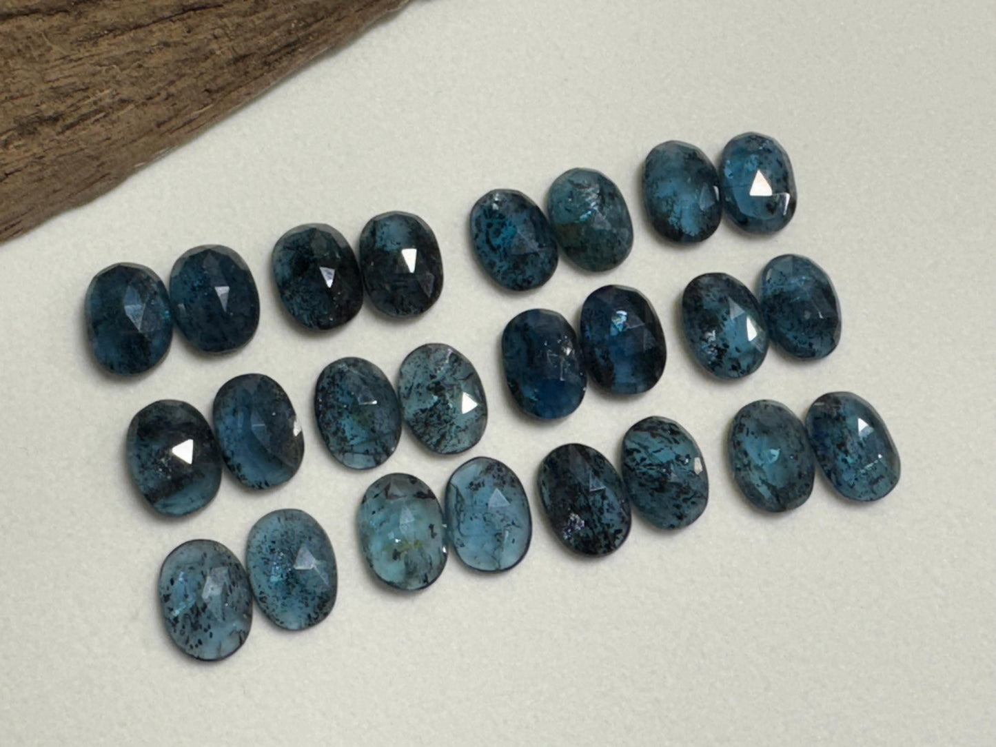 Faceted Moss Kyanite oval pair 10x14mm cabochon