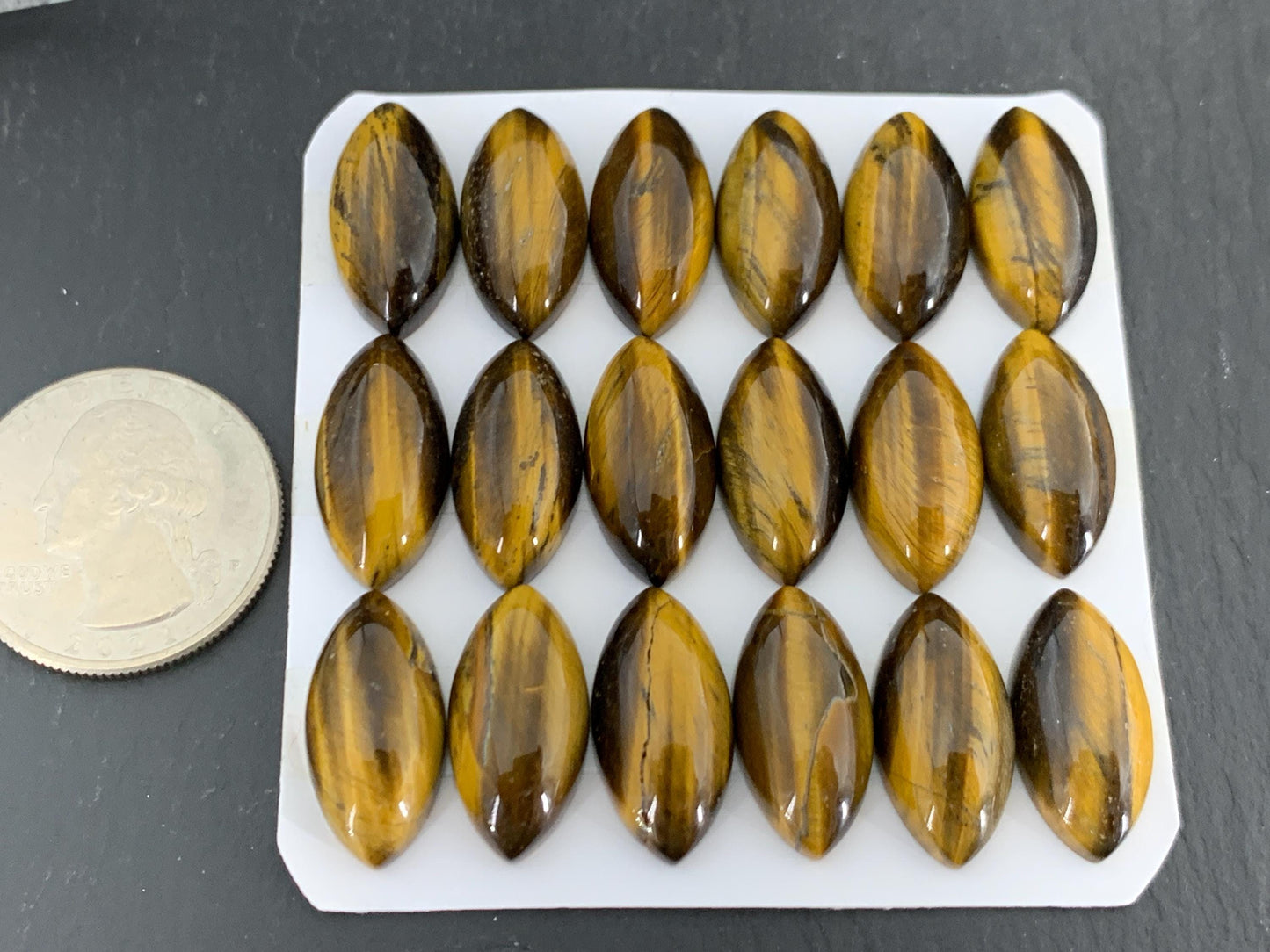 Tiger Eye marquise 10x20mm cabochon