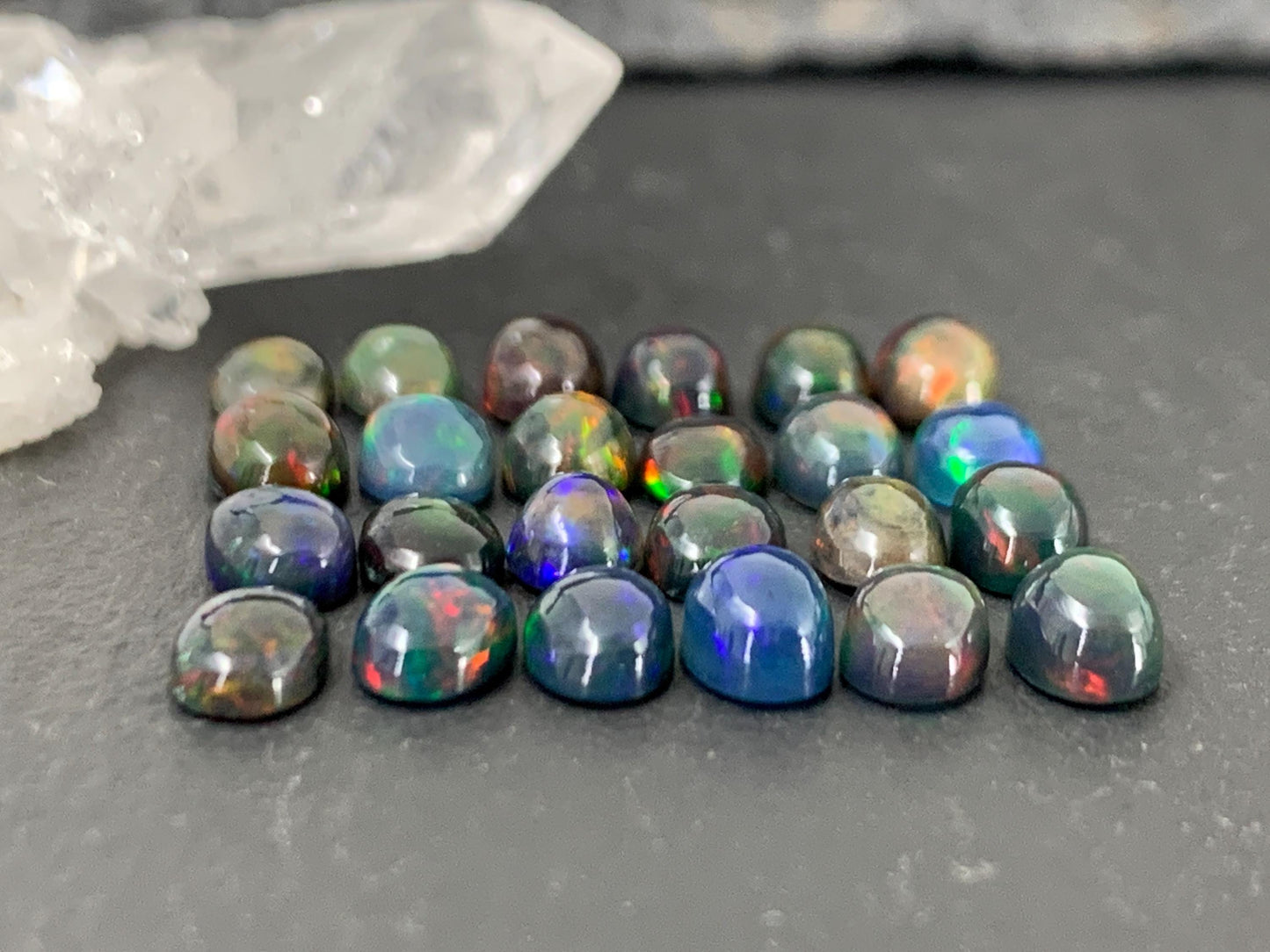 Black Ethiopian Opal oval 4x6mm cabochon