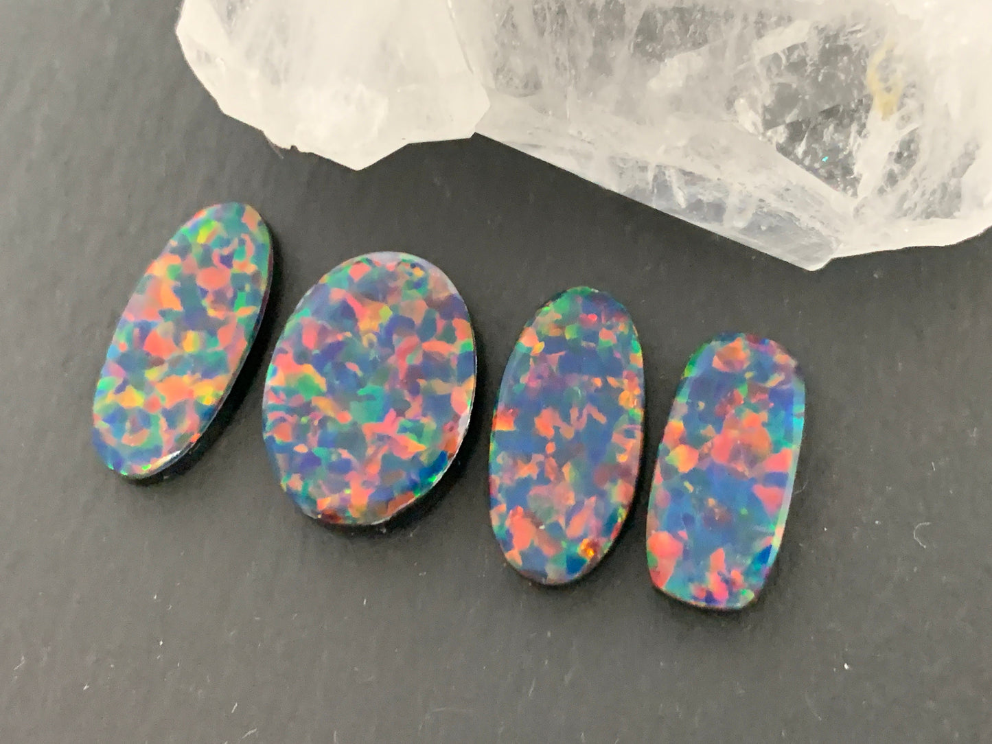 Aurora Opal oval 15-17mm long oval cabochon - Doublet cabochons