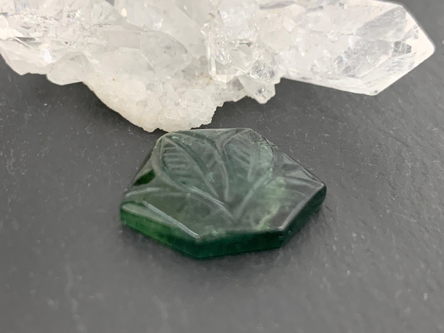 Carved Tourmaline 17x15x4mm cabochon