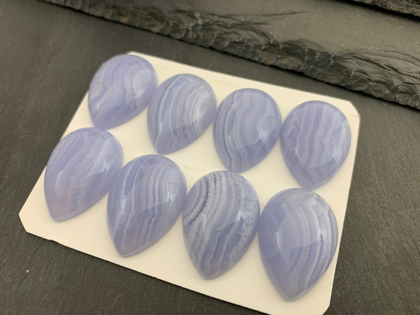 Blue Lace Agate pear 18x25mm cabochon - Calibrated cabochons