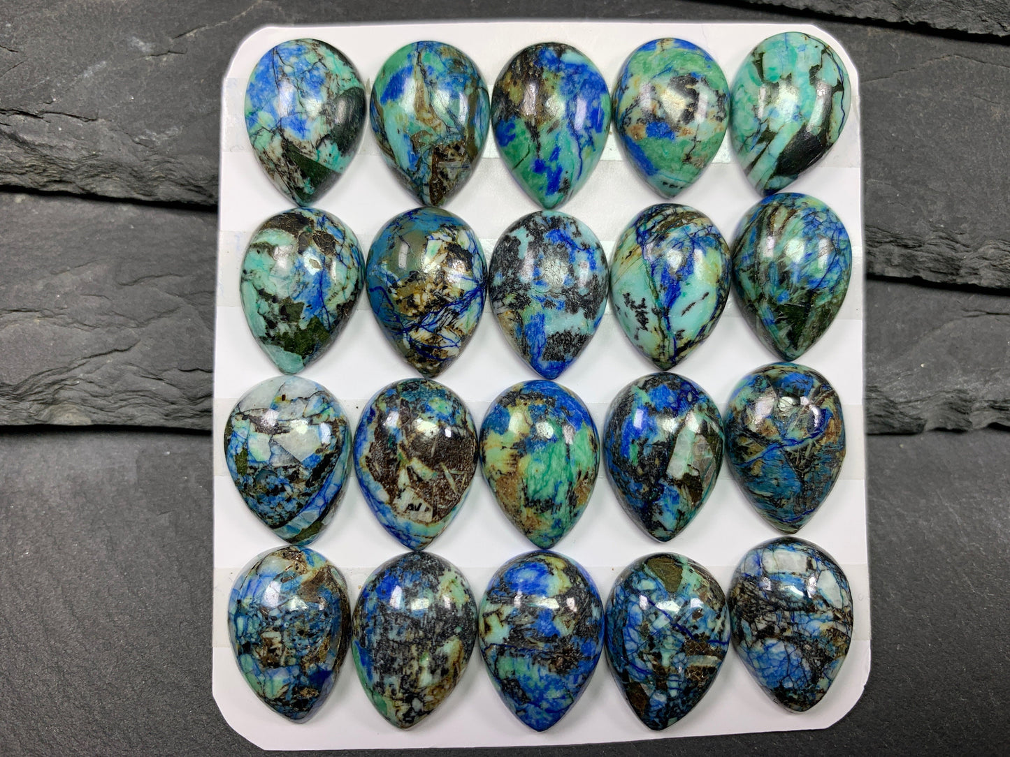 Azurite pear 13x18mm cabochon - Calibrated cabochons