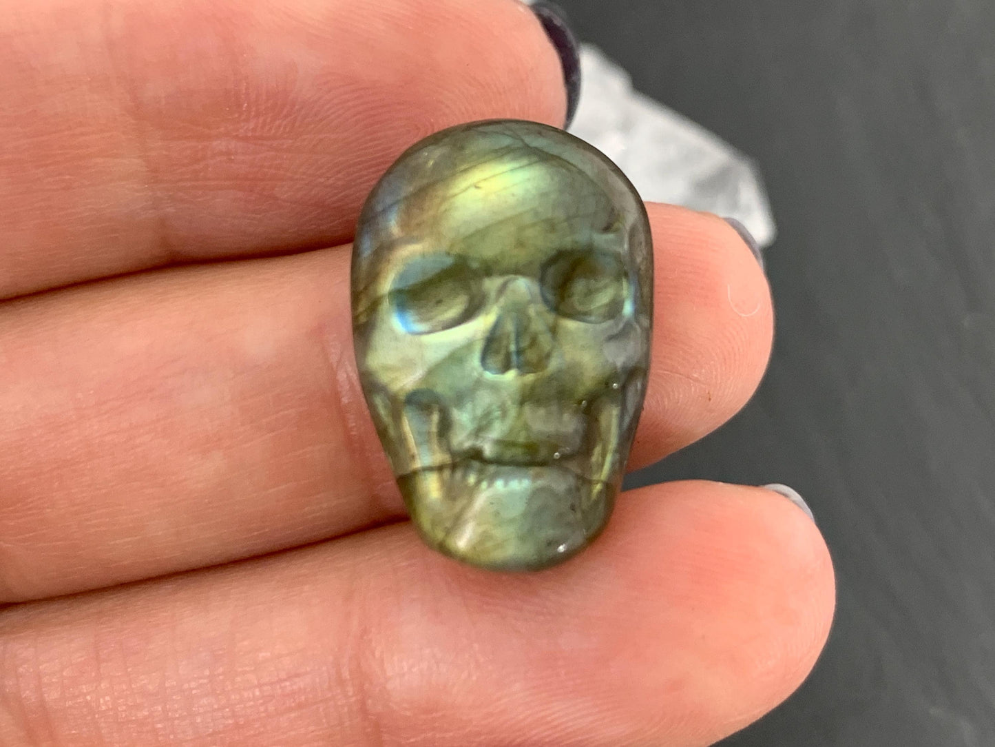 Labradorite Skull Cabochon 15x21mm, Labradorite Skull, Natural Gemstone, Halloween Jewelry, Handcrafted Accessory