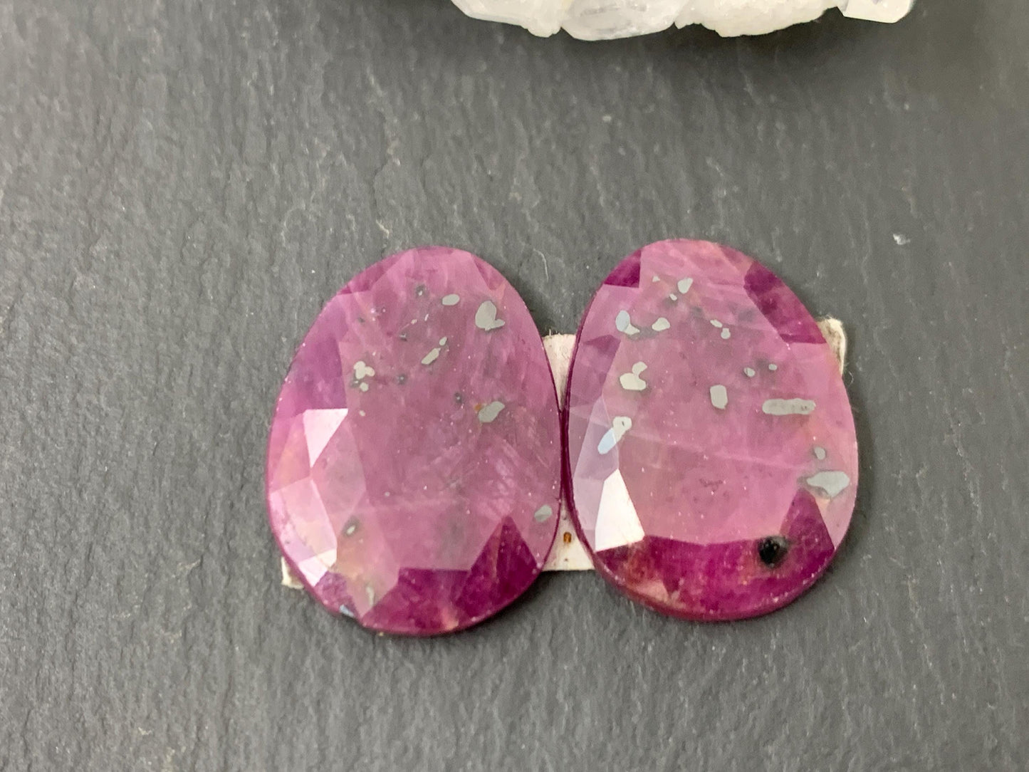 Faceted Ruby pair 13x19x3mm cabochon