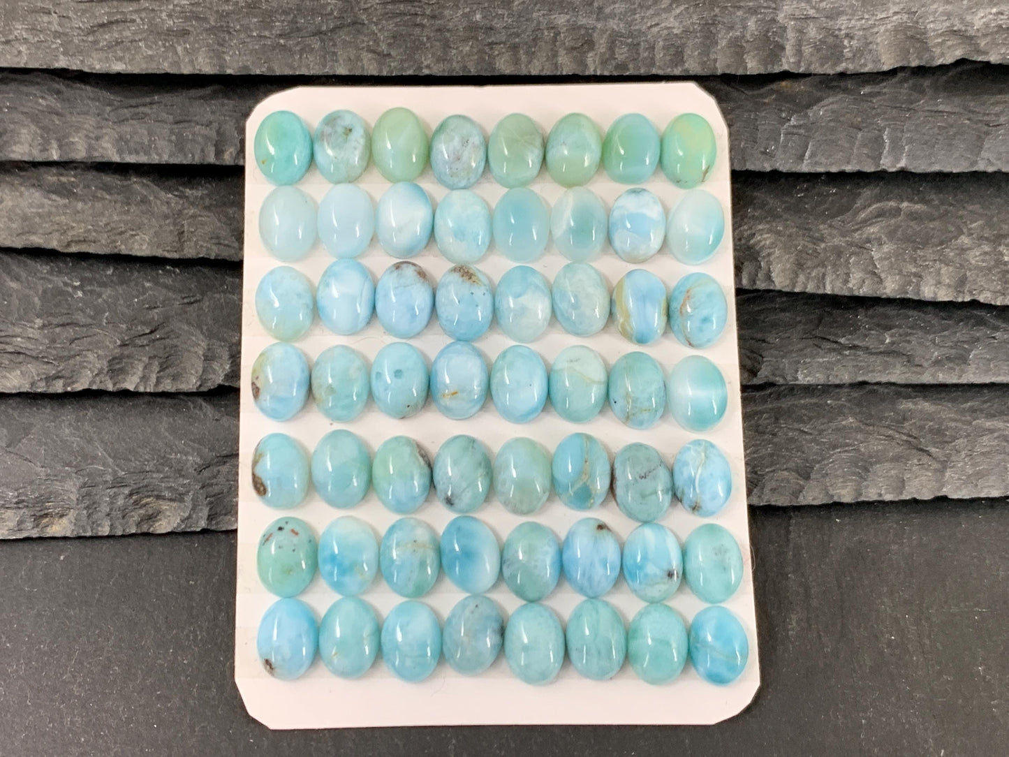 Larimar oval 6x8mm long cabochon - Calibrated cabochons
