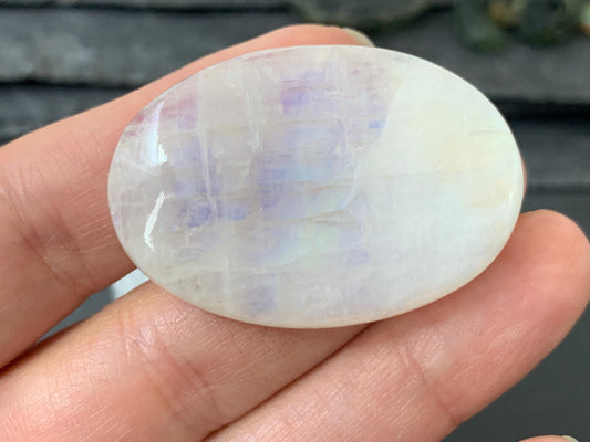 Rainbow Moonstone oval 41x29x8mm cabochon