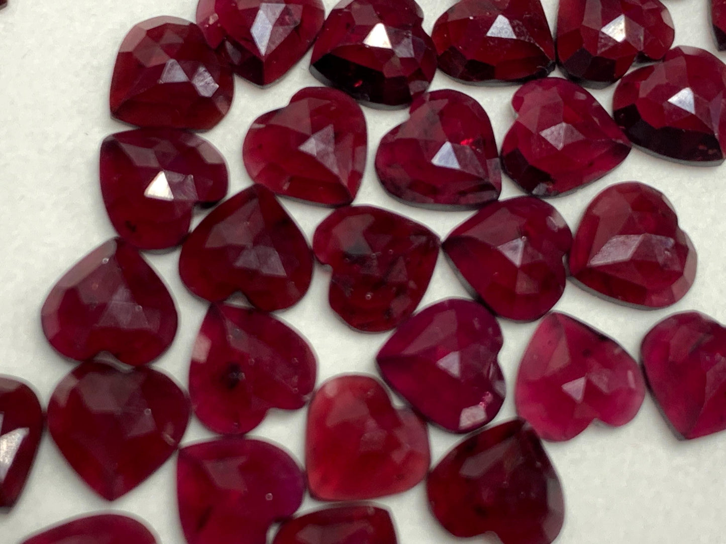 Faceted Rhodolite Garnet heart 10mm cabochon