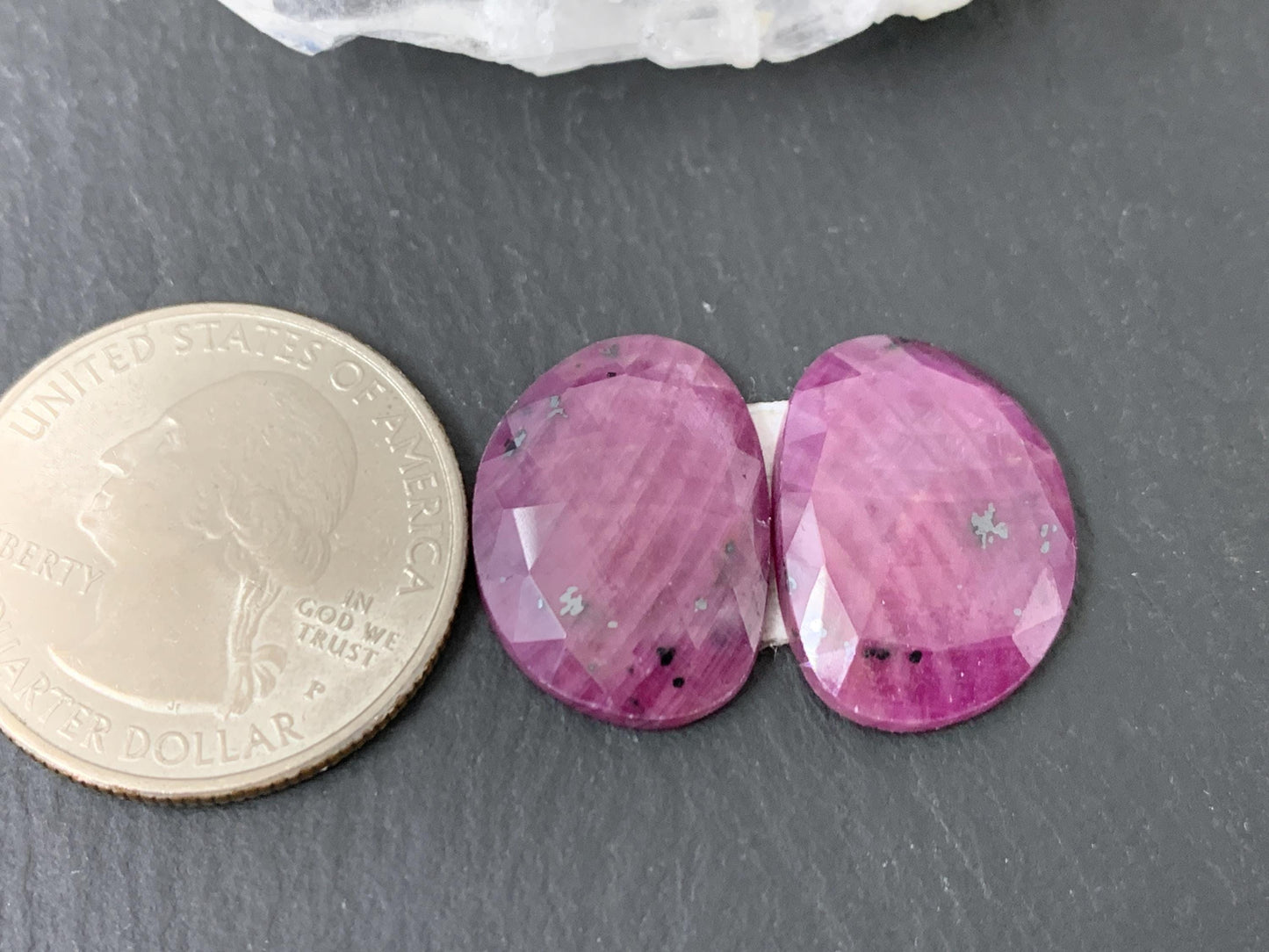 Faceted Ruby pair 14x19x3.5mm cabochon