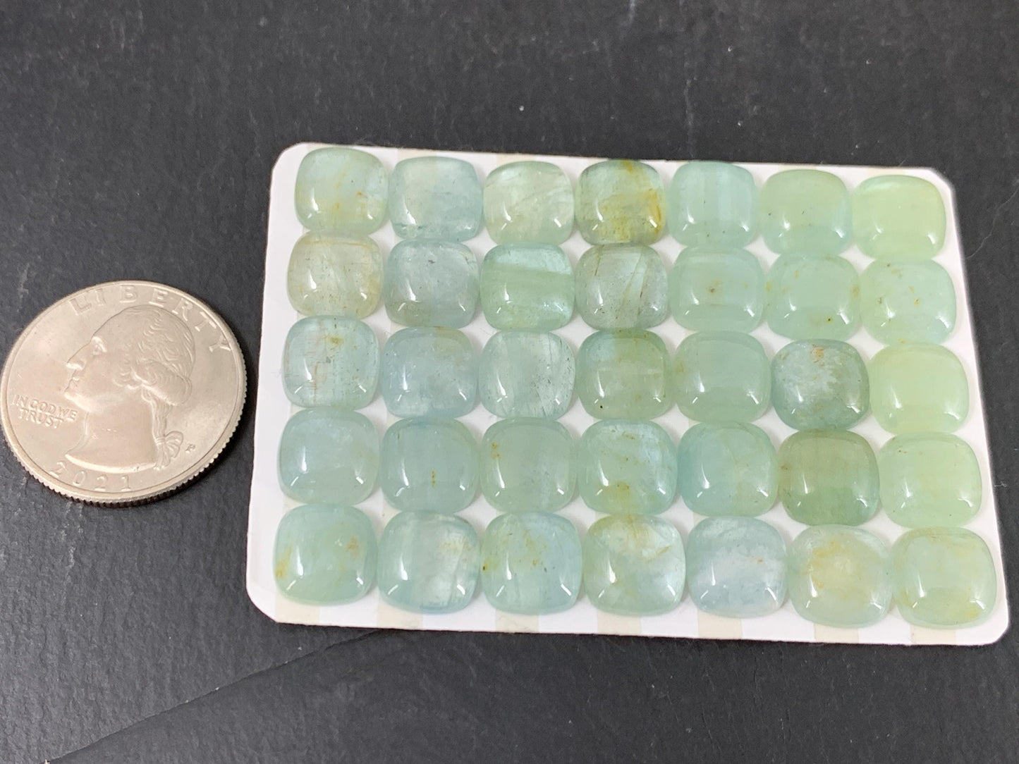 Aquamarine Square Cushion 10mm Cabochon – Natural Calibrated Gemstone
