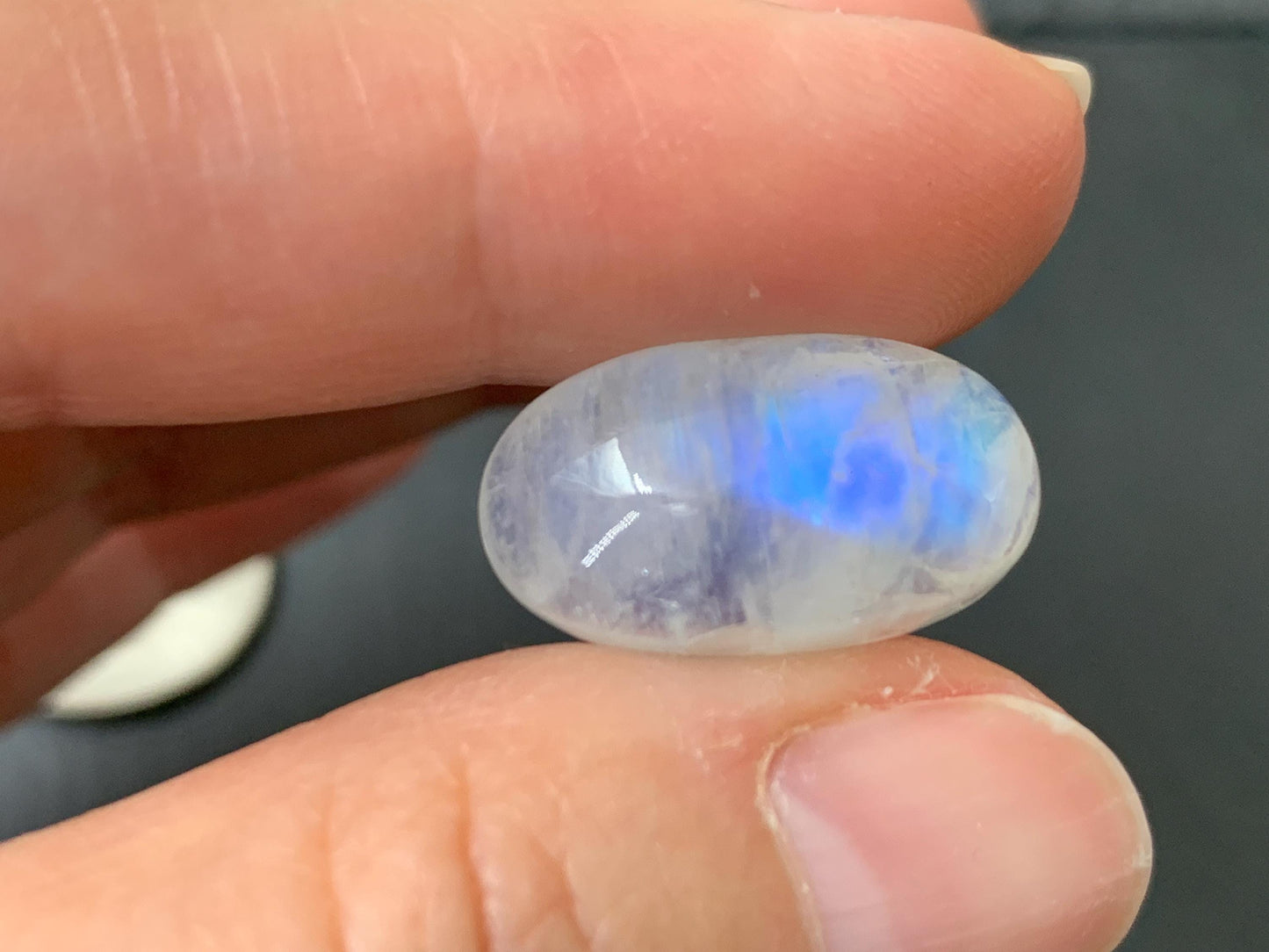 Rainbow Moonstone 20x11x7mm cabochon
