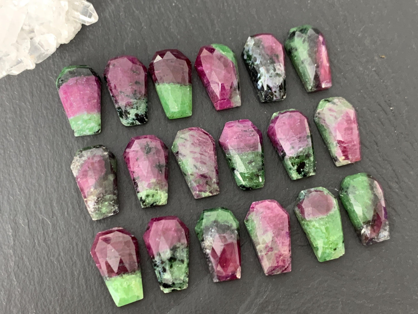 Faceted Ruby Zoisite 10x16mm cabochon