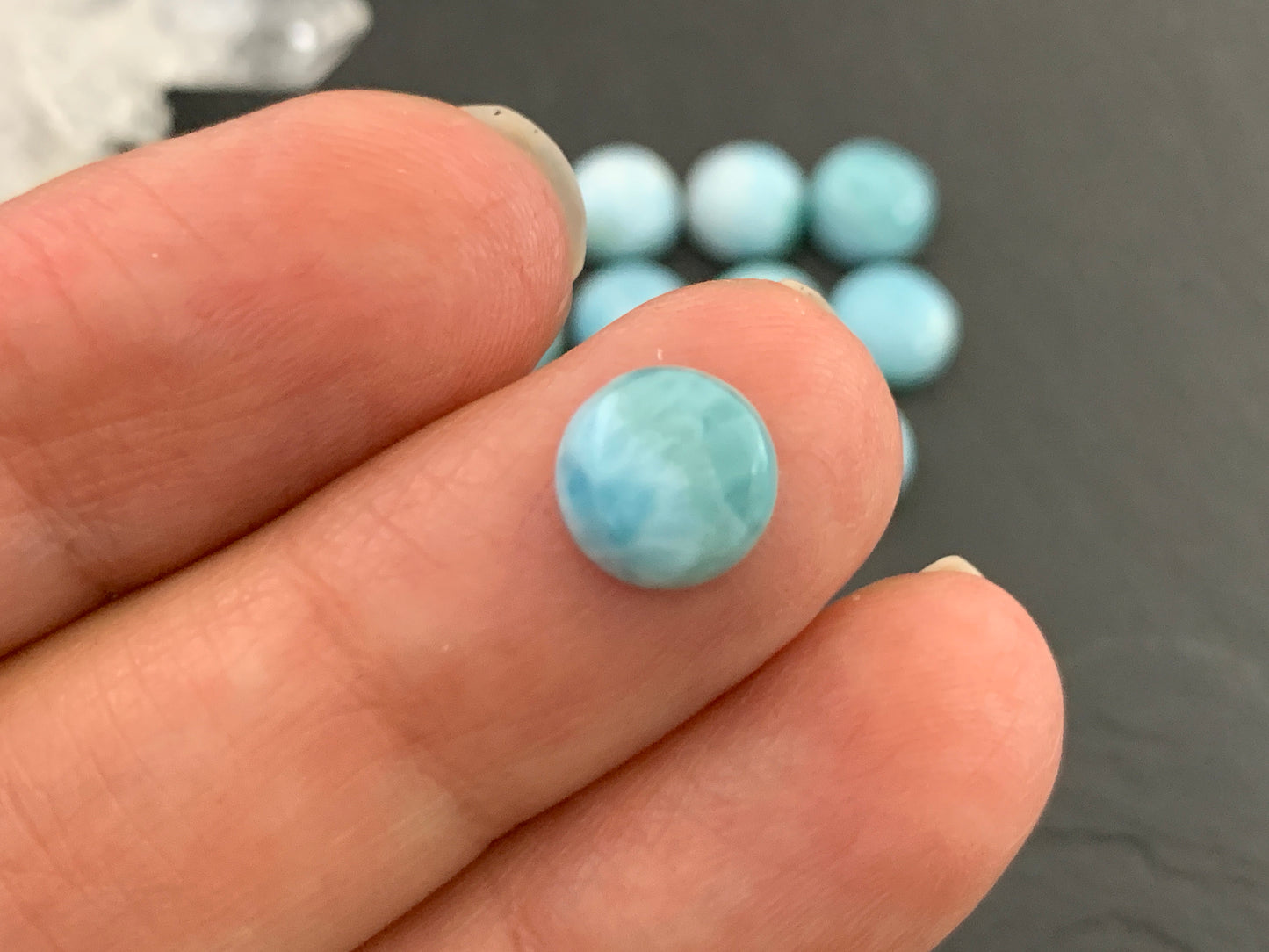 Larimar round 8mm cabochon