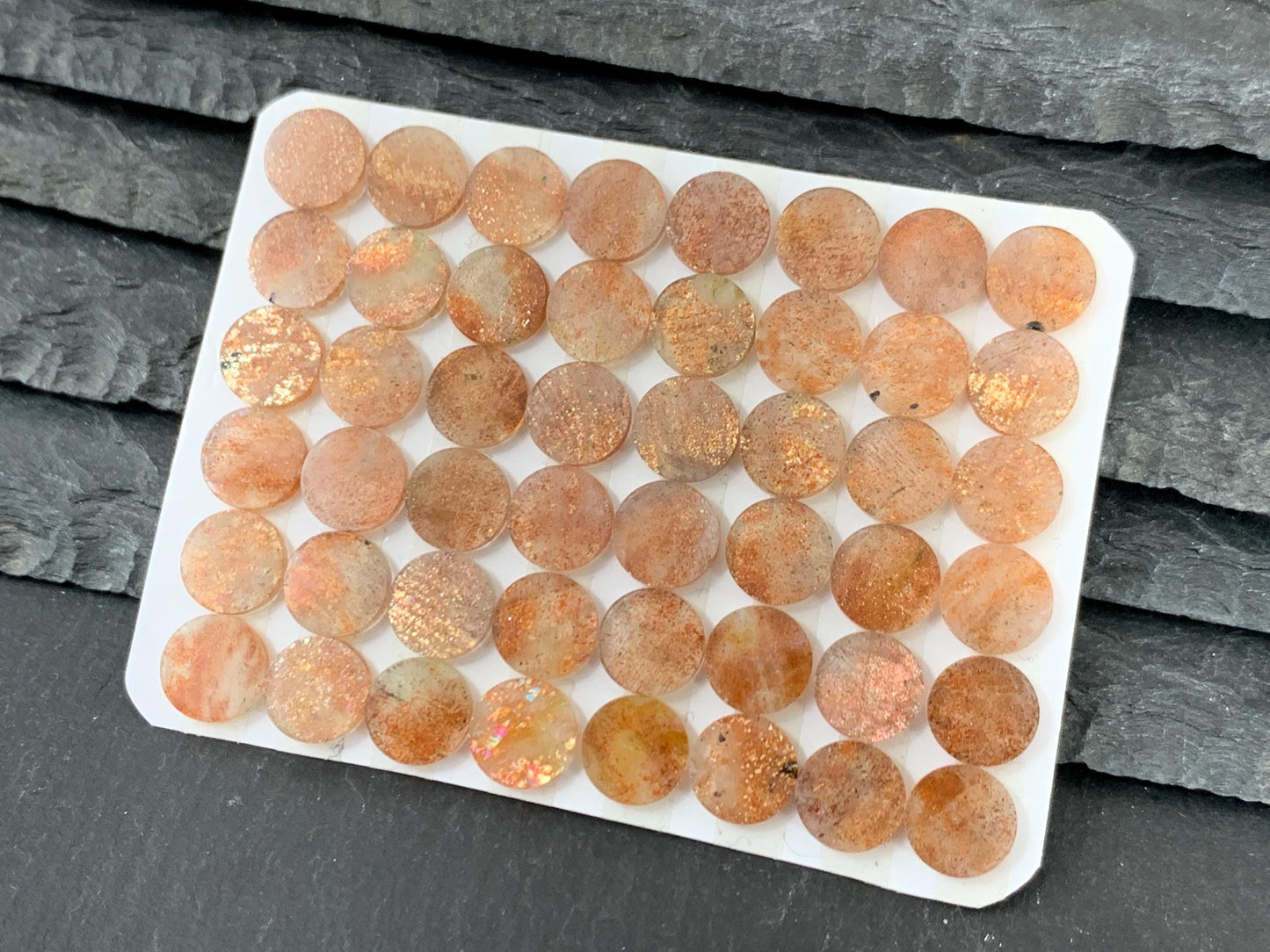 Flat Sunstone Cabochon 8mm Round - Calibrated Natural Gemstone for Jewelry Making