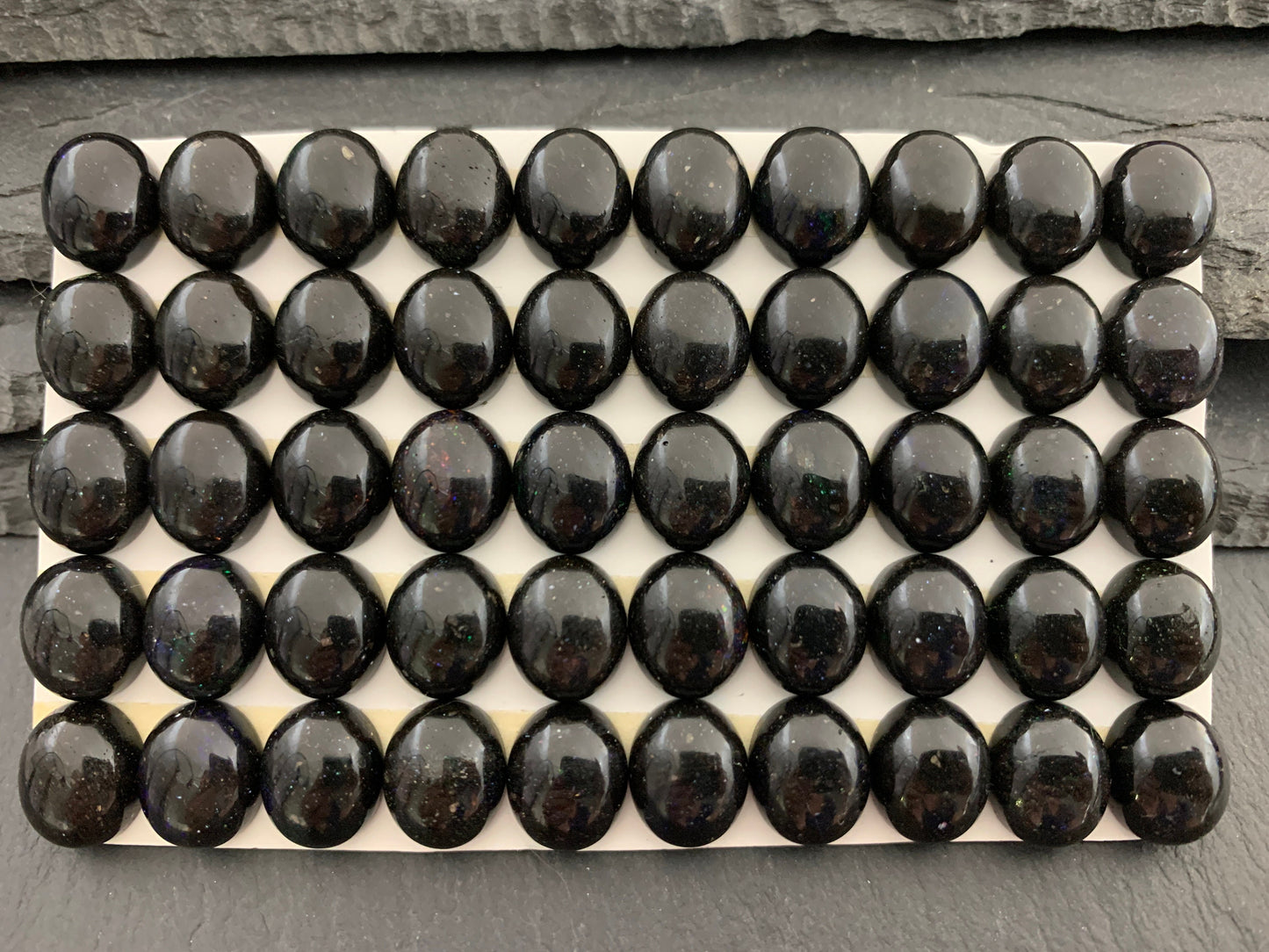 Black Andamooka Opal oval 10x12mm cabochon - Matrix Australian Opal