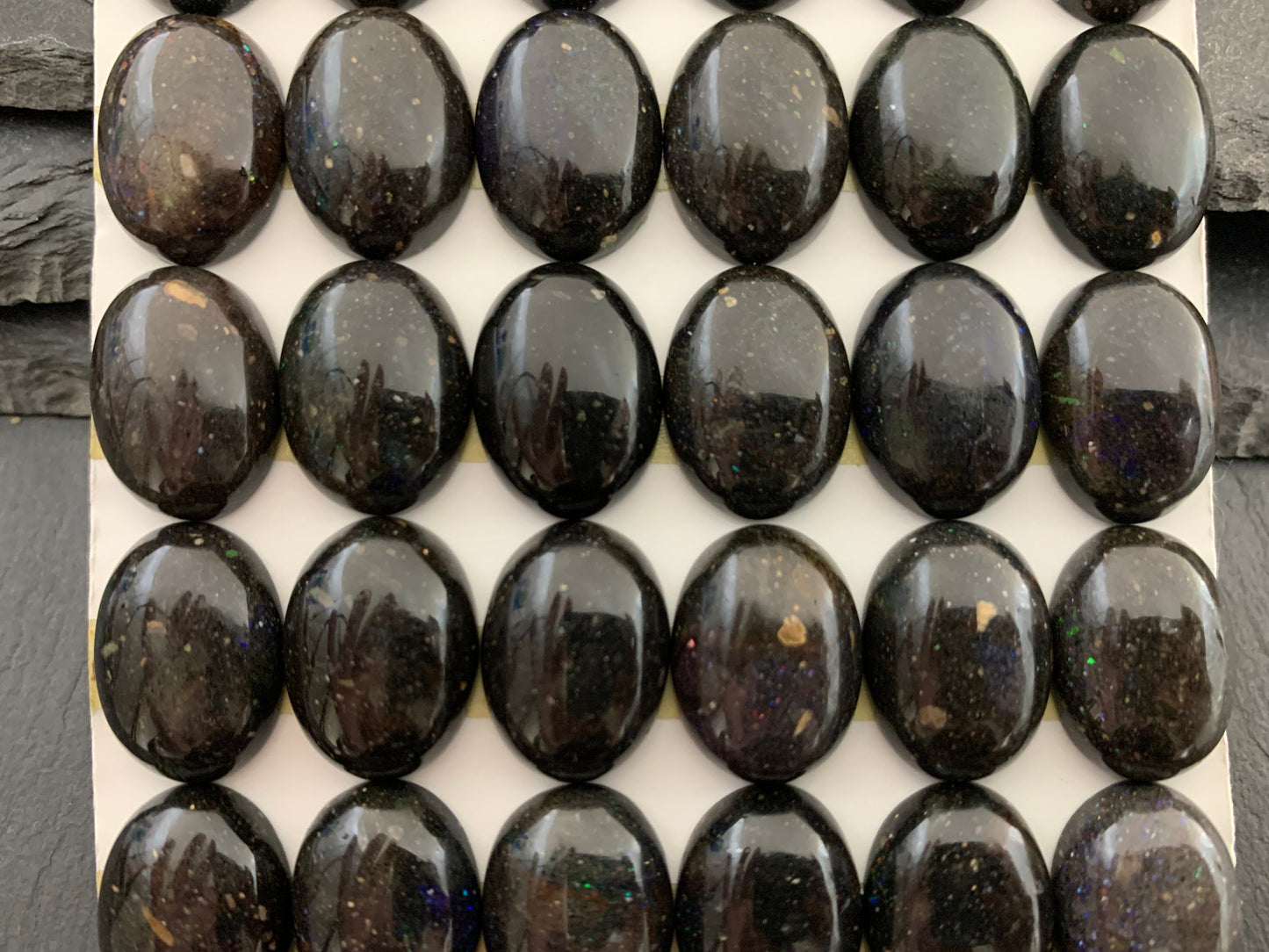 Black Andamooka Opal oval 13x18mm cabochon - Matrix Australian Opal