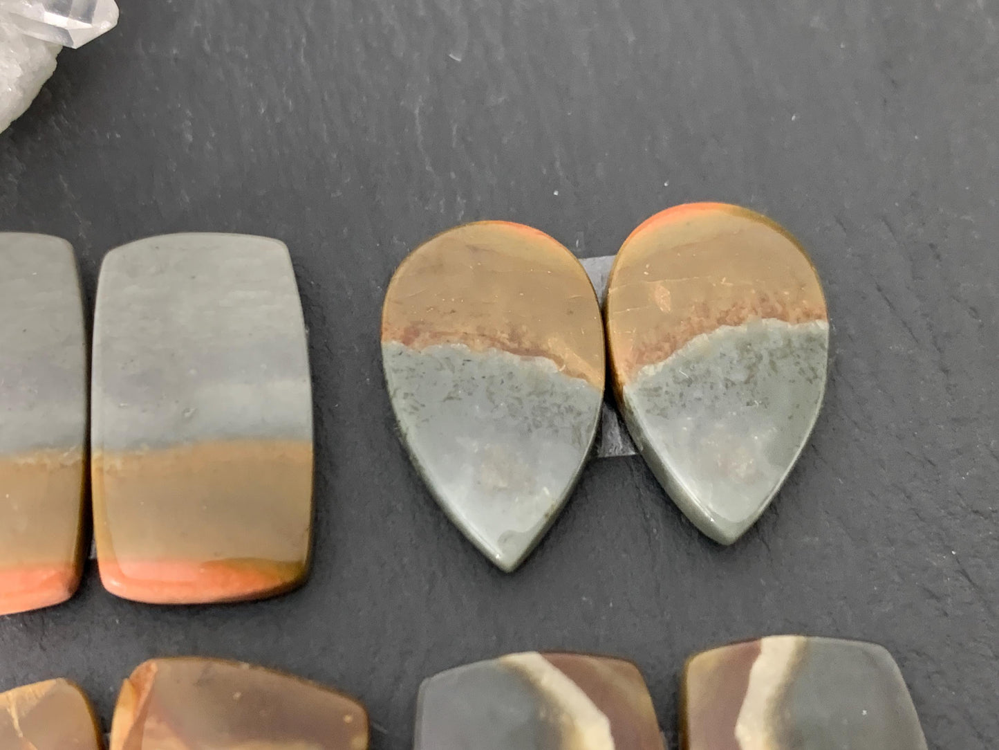 Polychrome Jasper cabochon pair