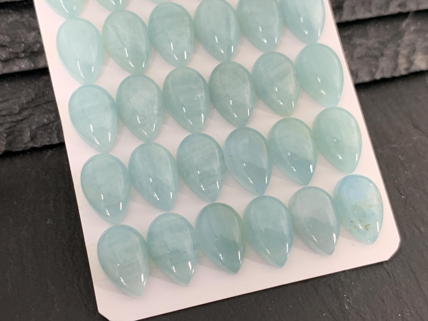 Aquamarine pear 8x12mm cabochon- Calibrated Aquamarine