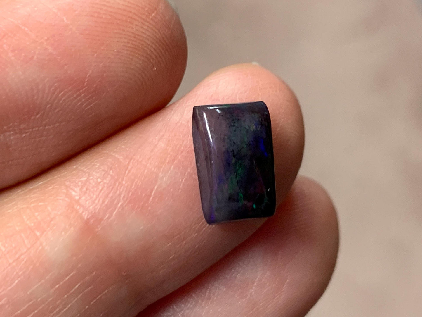 Black Ethiopian Opal rectangle 7x10x3mm cabochon