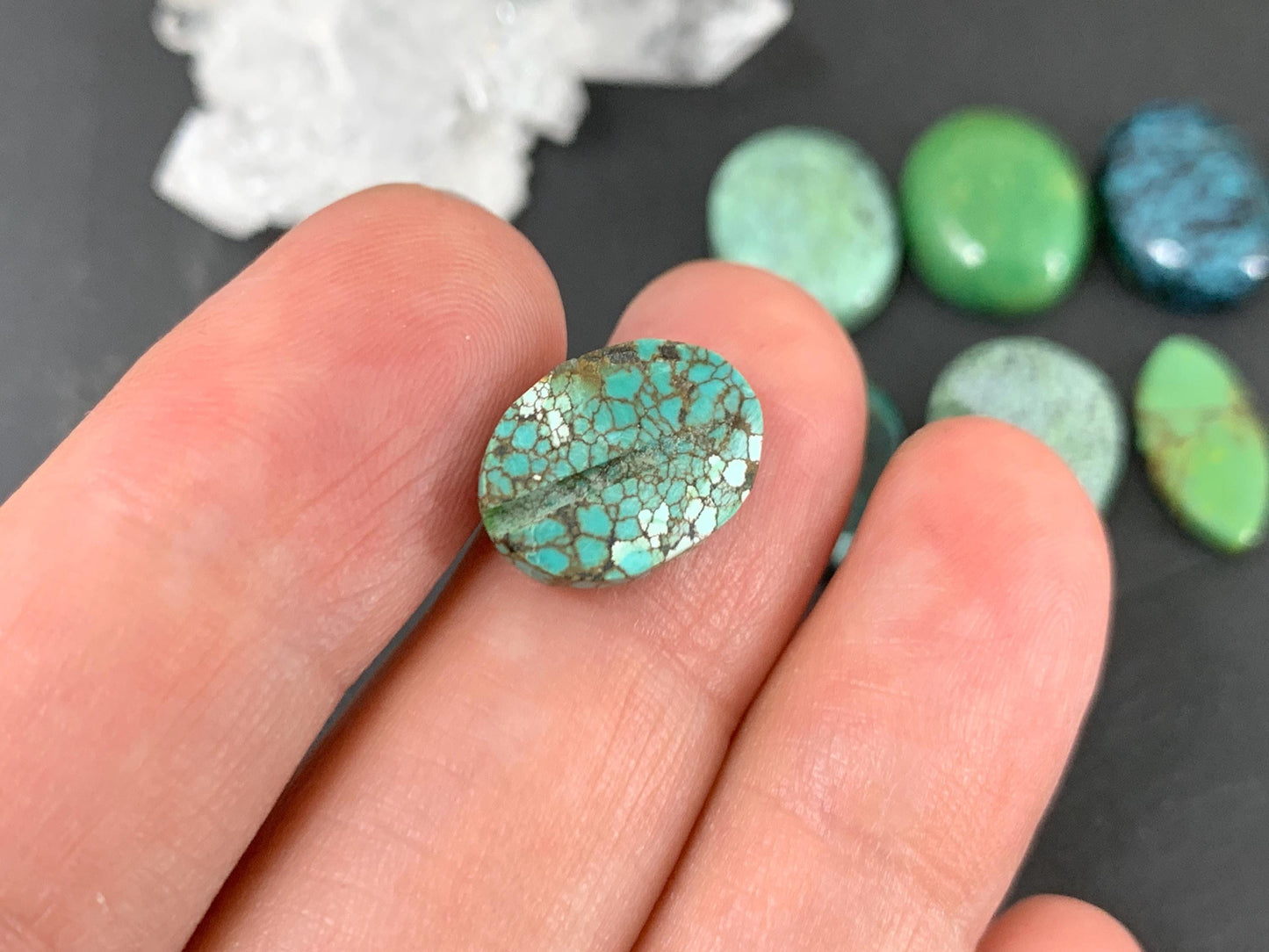 Tibetan Turquoise 14-16mm long cabochon