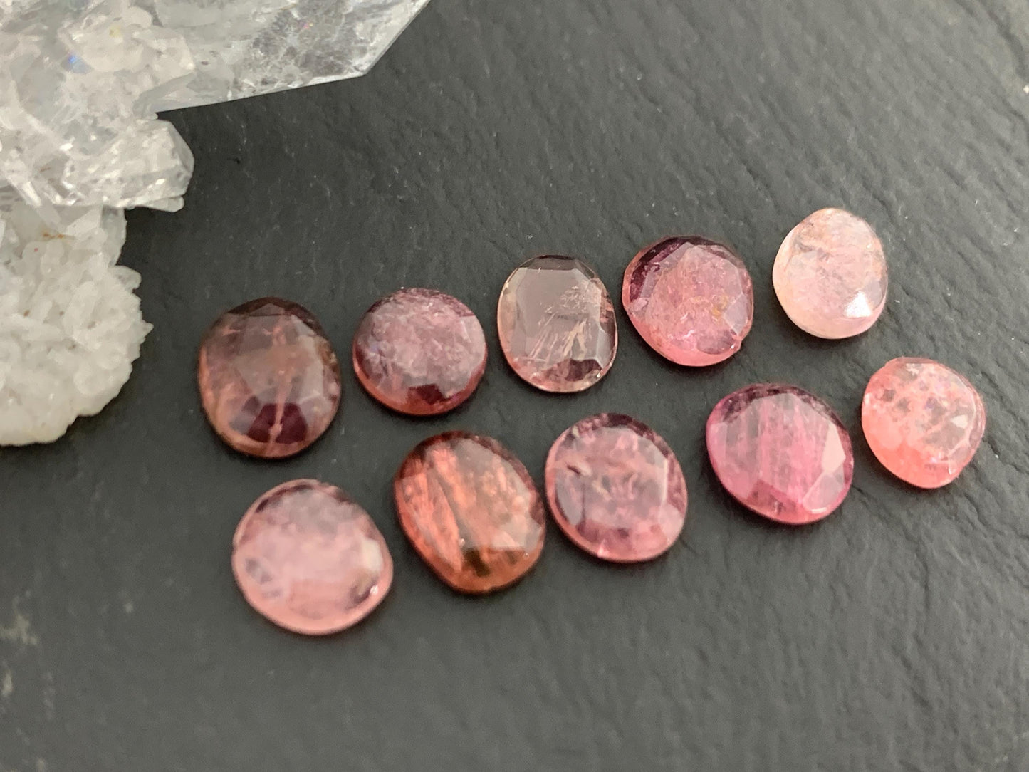 Faceted Tourmaline oval 6-8mm long cabochon