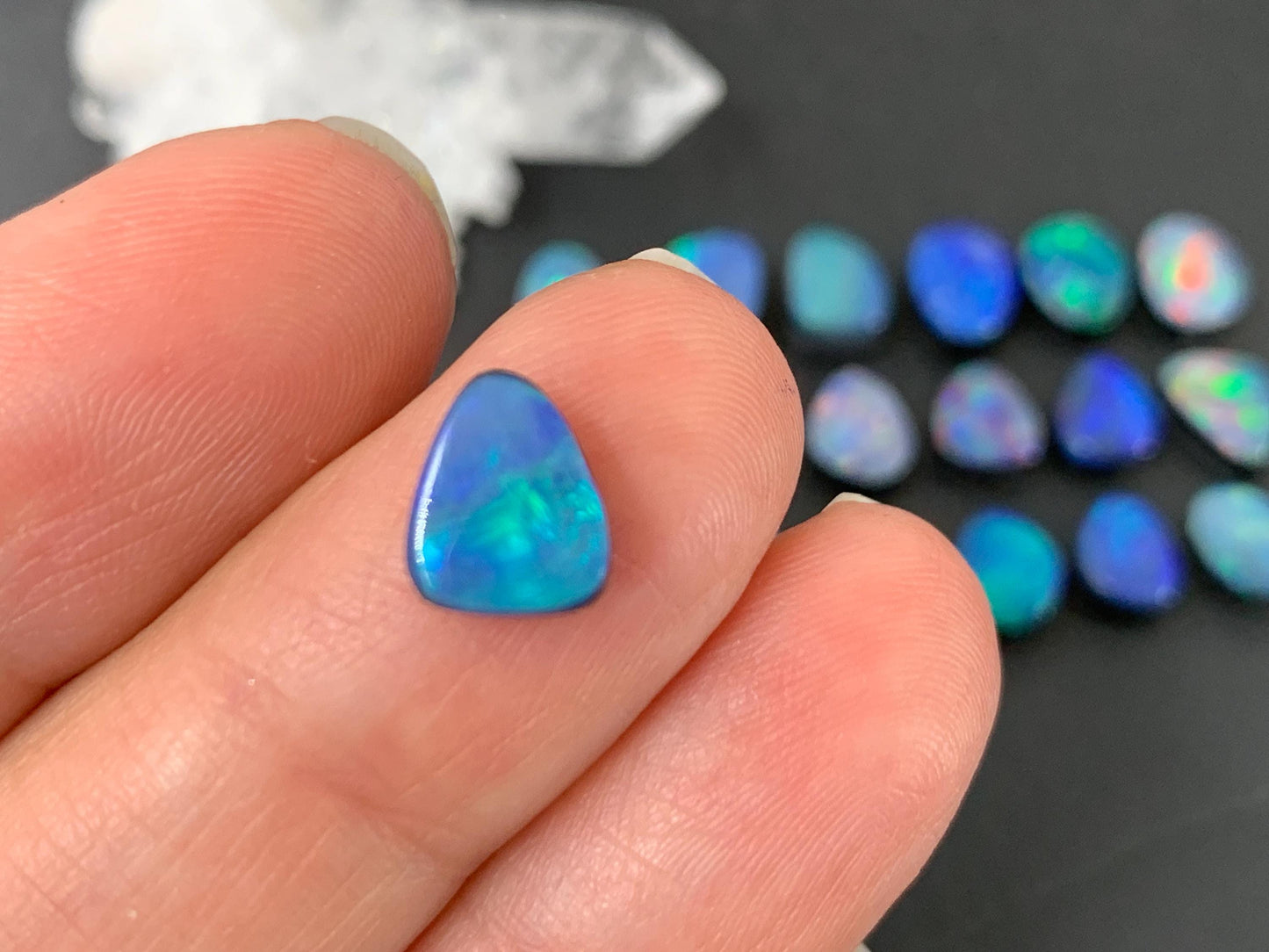 Australian Opal doublet 7-9mm long cabochon