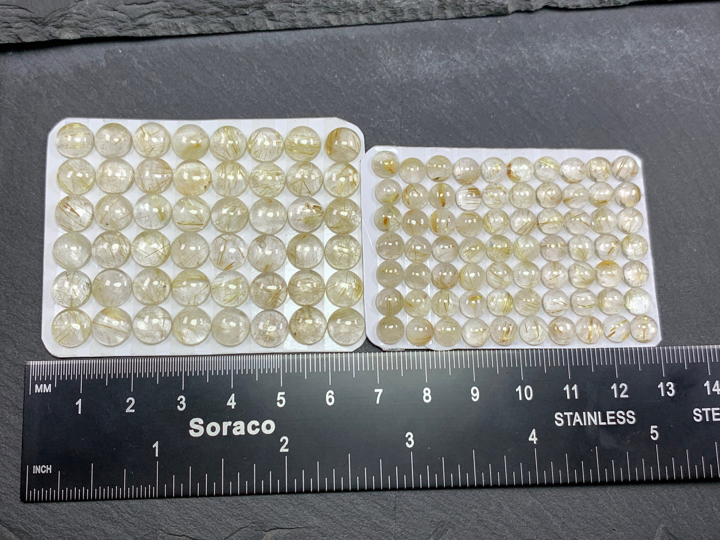 Gold Rutilated Quartz round 6mm, 8mm cabochon - Calibrated cabochons