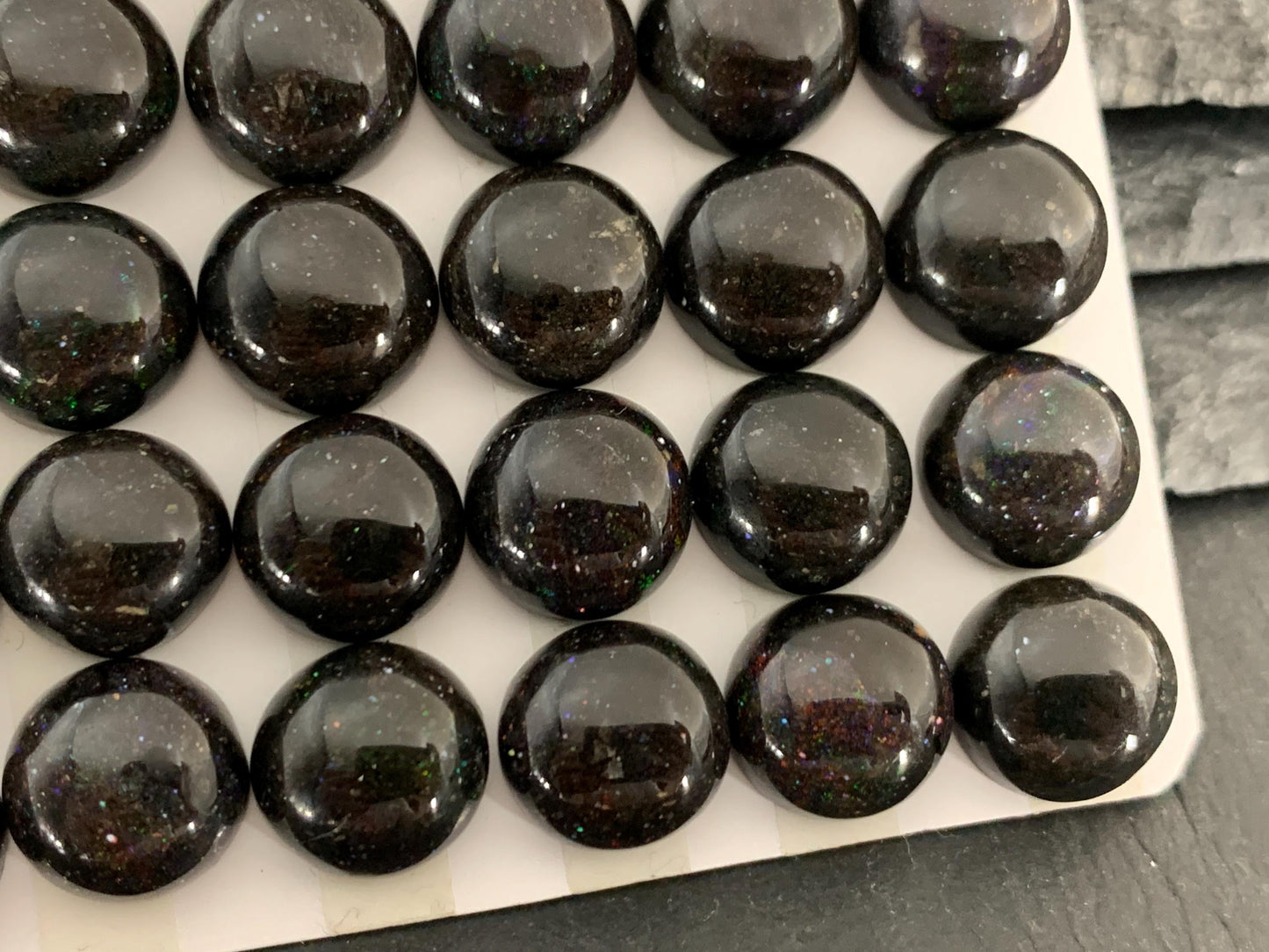 Andamooka Black Opal Cabochon: Round 12mm Matrix Opal