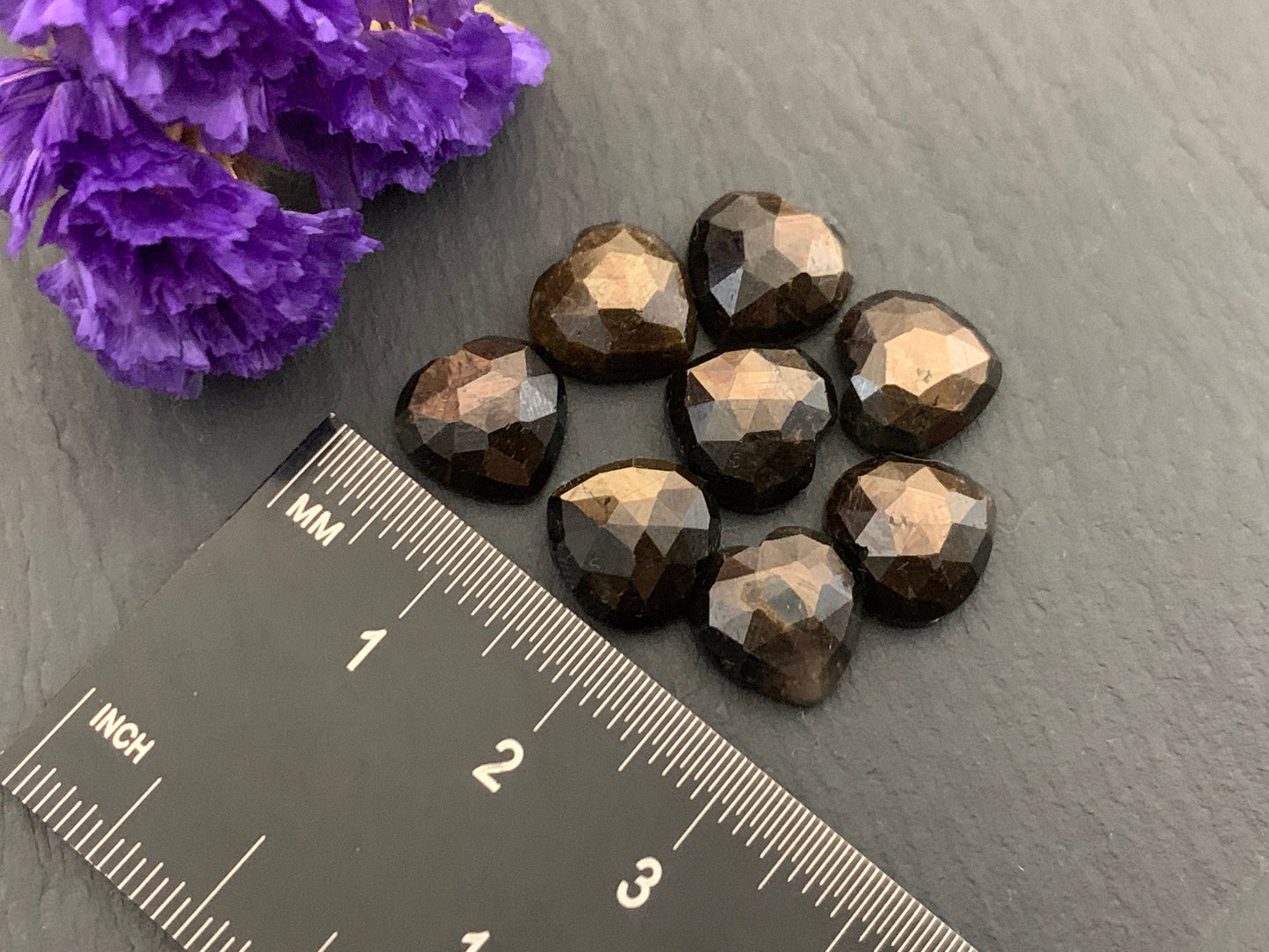 Faceted Star Sapphire heart 10mm Cabochon