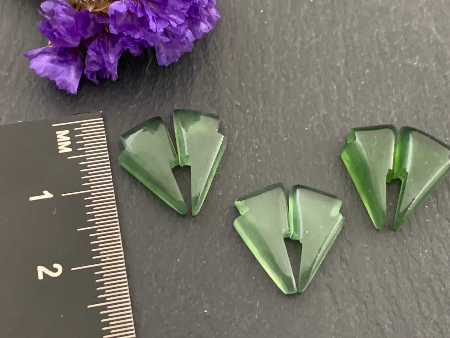 Serpentine lightning bolt pair 8x14mm cabochon